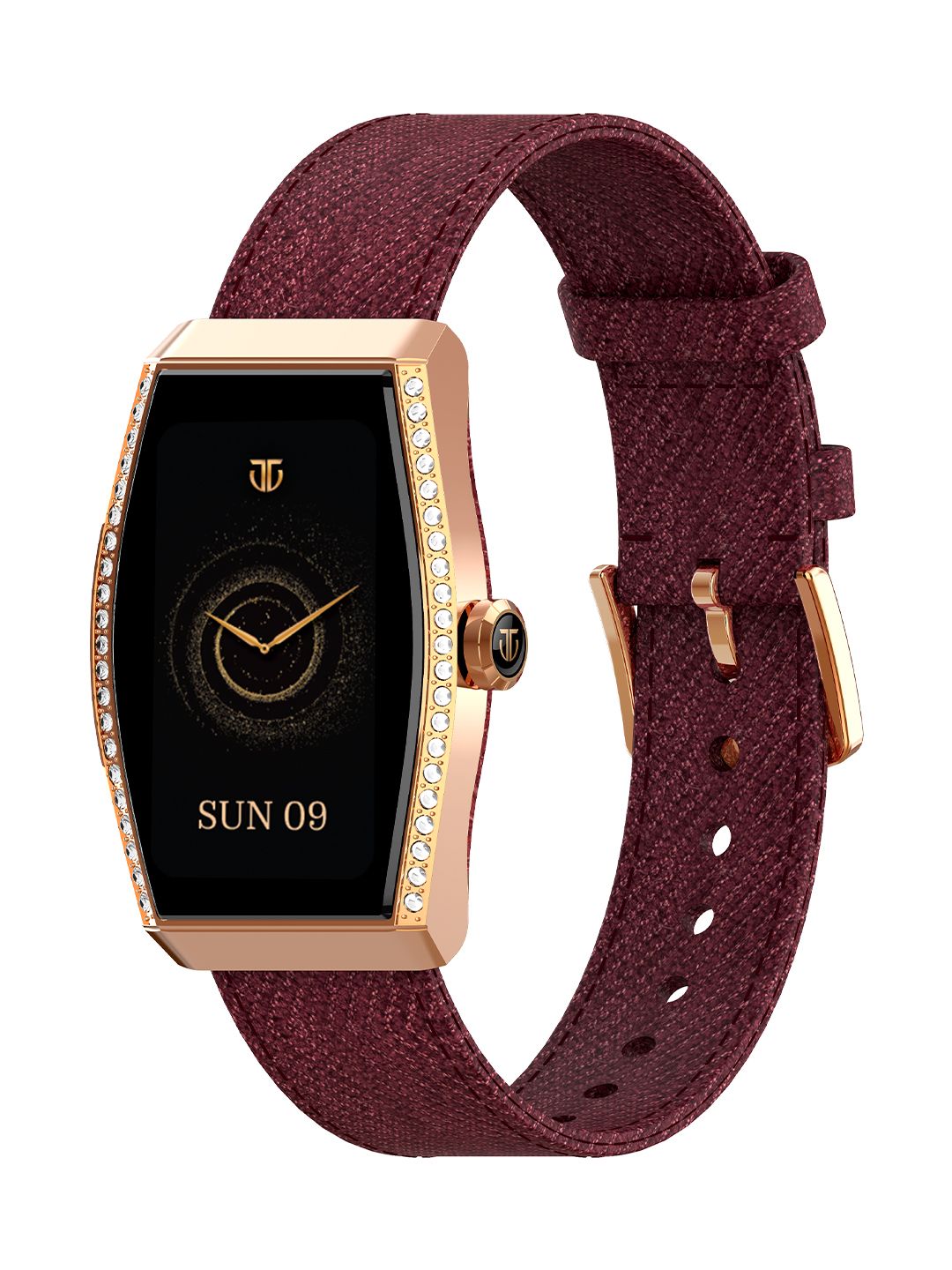 Titan Women Valerie Aura 1.47 AMOLED Display Crystal Studded Bezzel Smartwatch - Wine Red