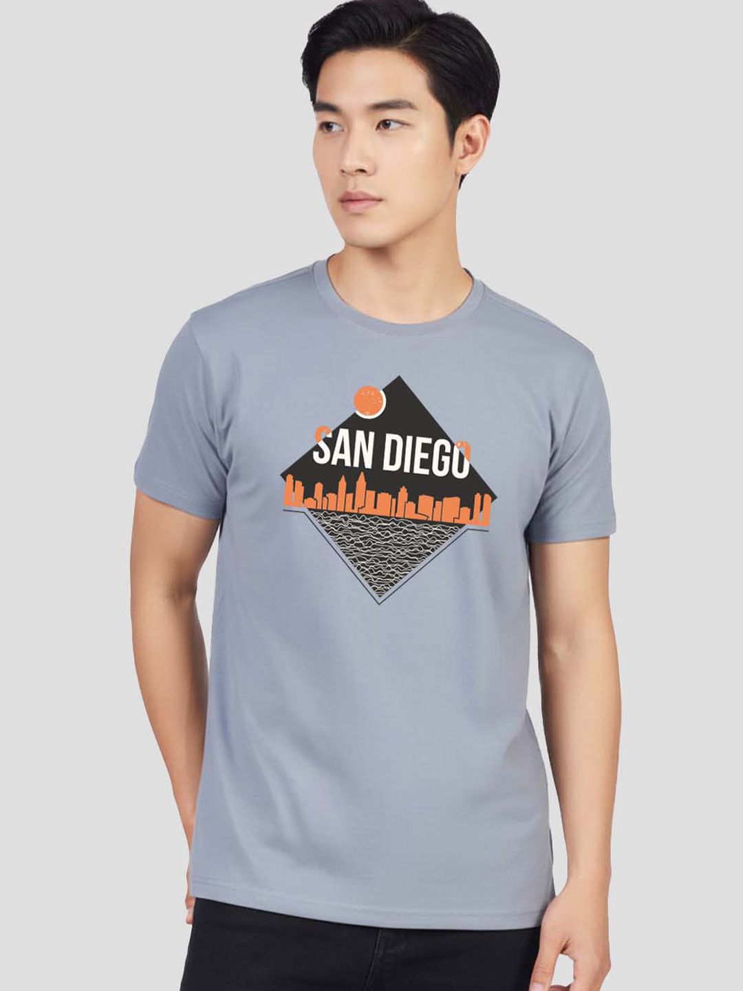 Greylongg Men Graphic Printed Round Neck T-shirt
