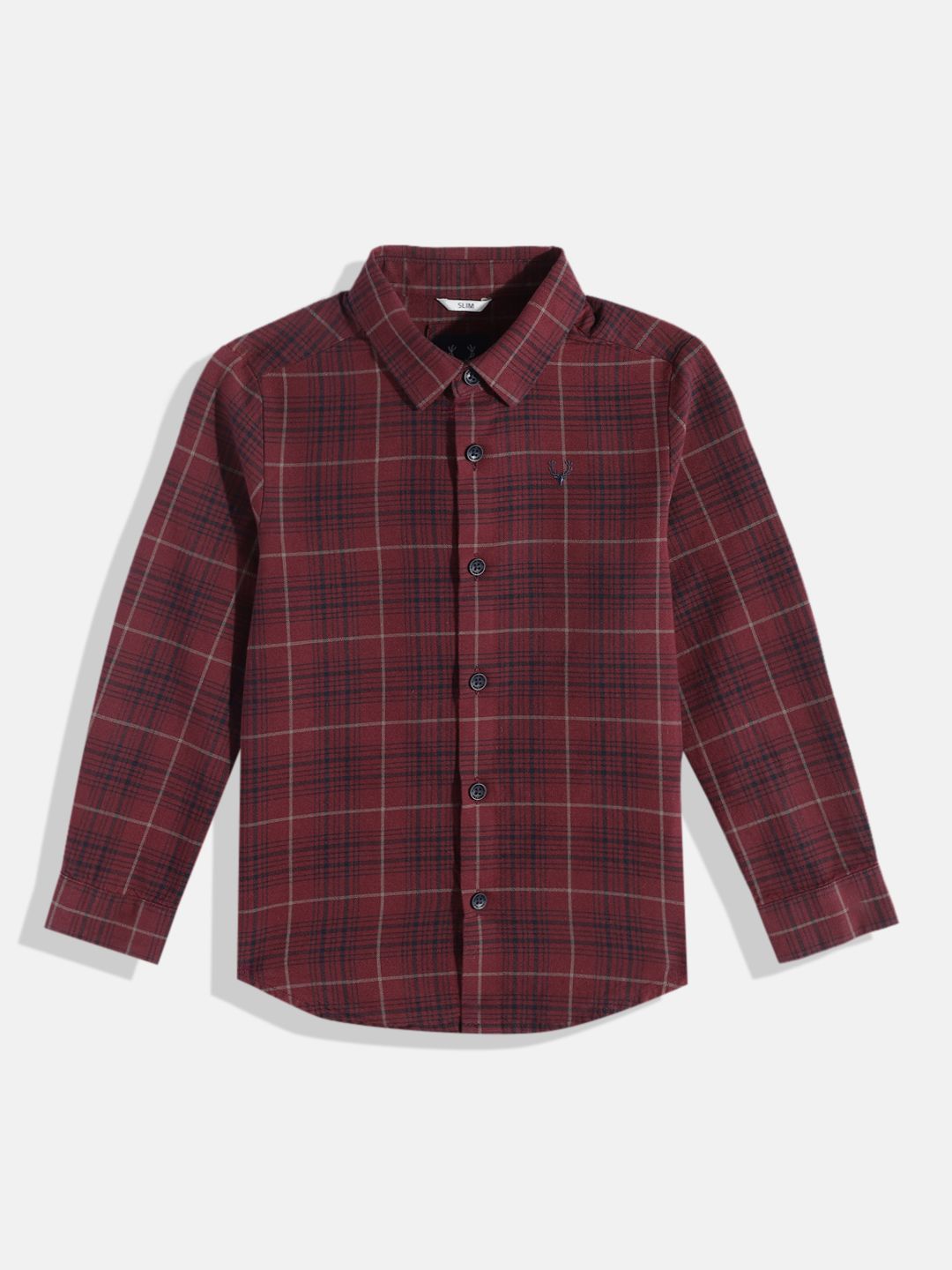 Allen Solly Junior Allen Solly Junior Boys Slim Fit Checked Pure Cotton Casual Shirt