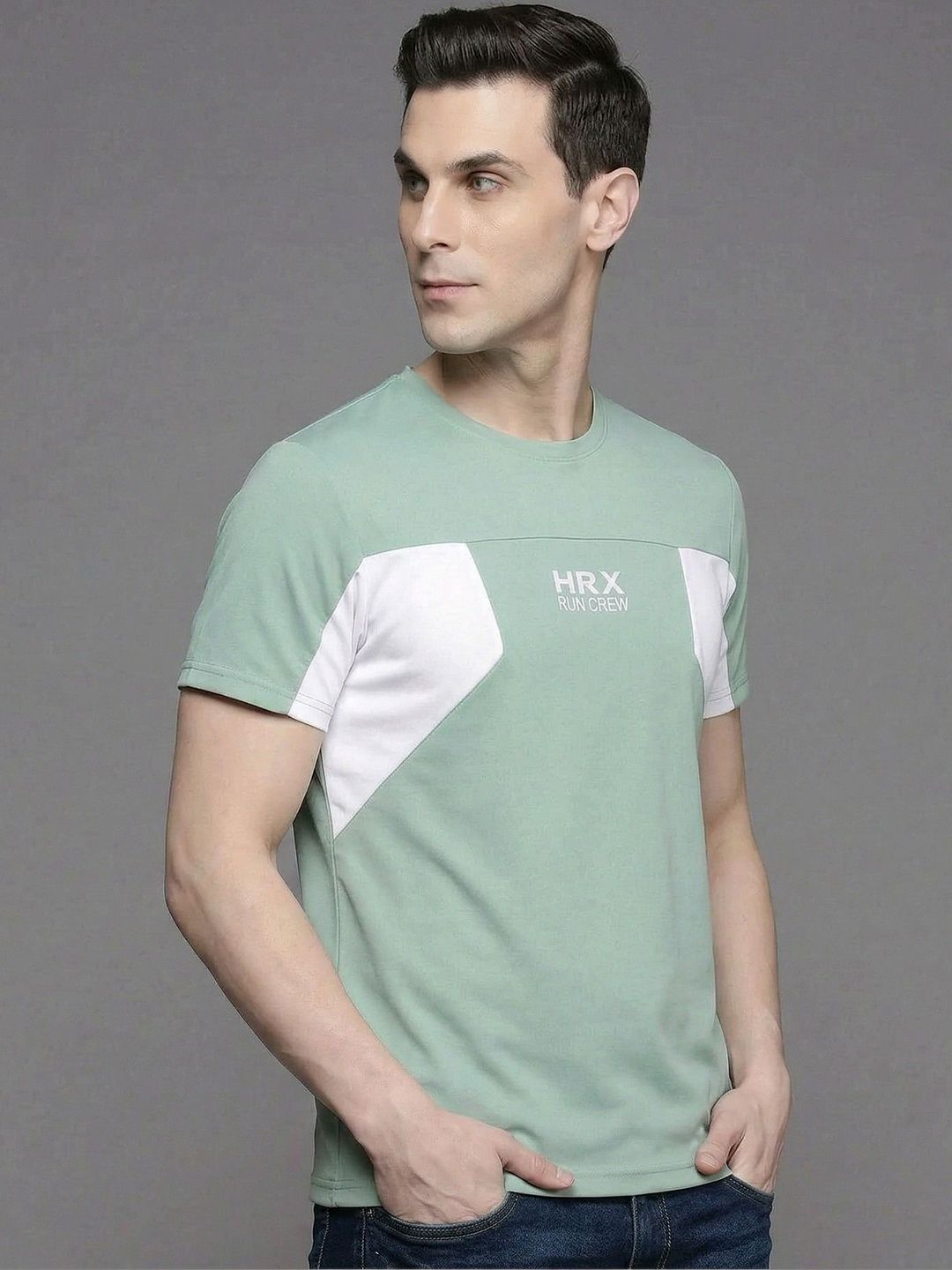 HRX by Hrithik Roshan Brand Logo Colourblocked Regular Fit T-shirt