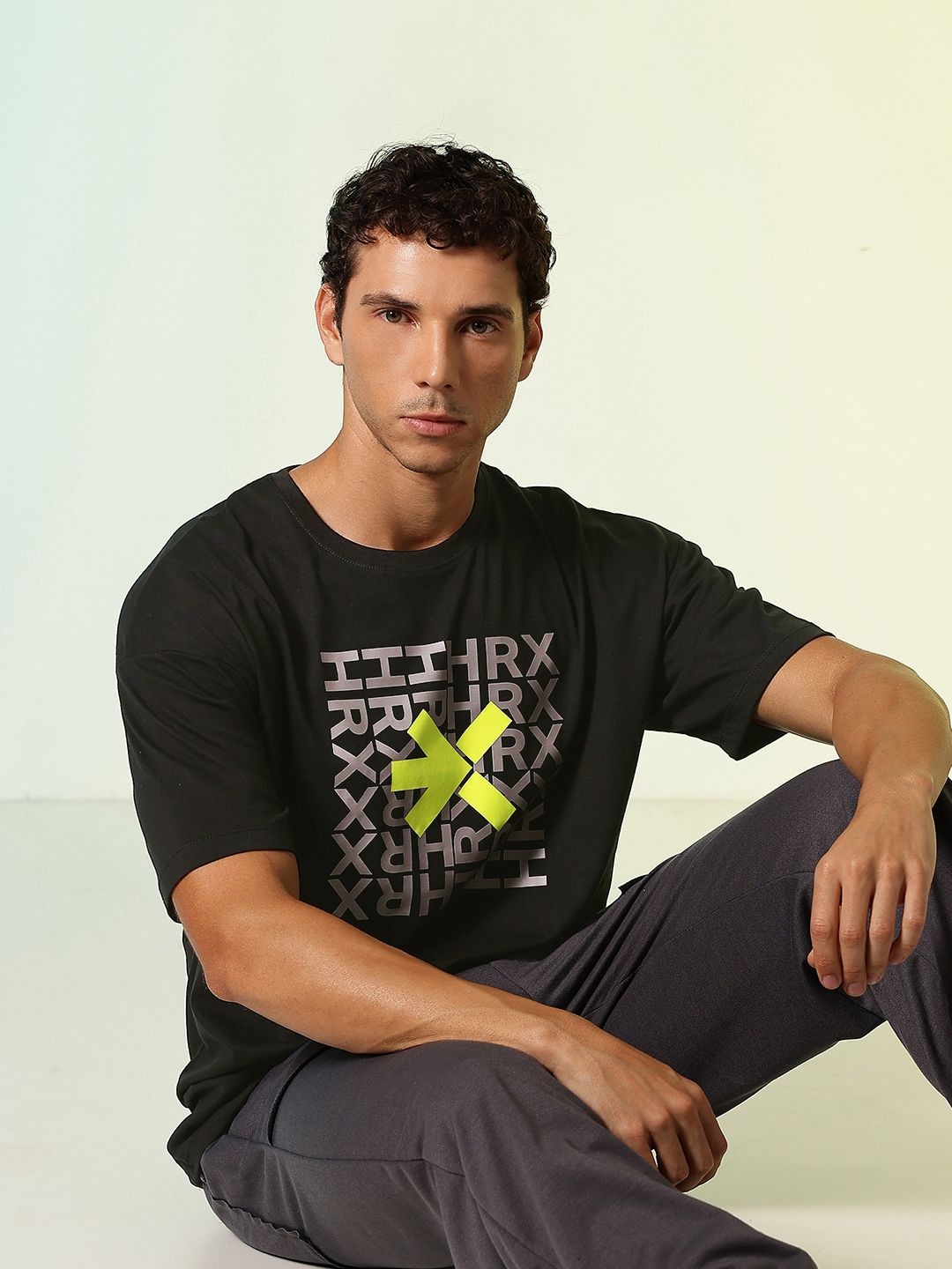 HRX by Hrithik Roshan Brand Logo Printed Oversized Pure Cotton T-shirt
