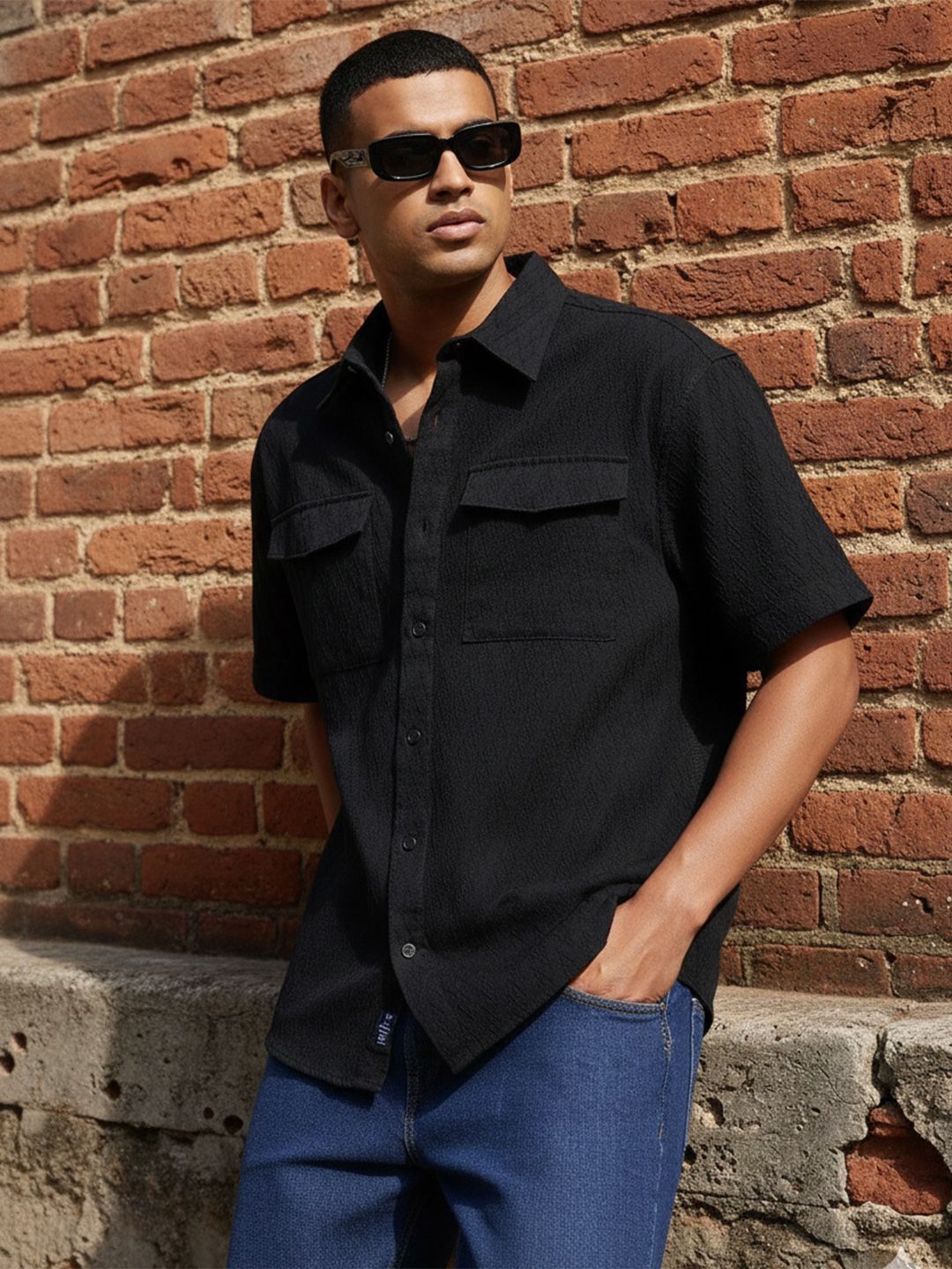 The Roadster Life Co. Textured Pure Cotton Casual Regular Fit Shirt