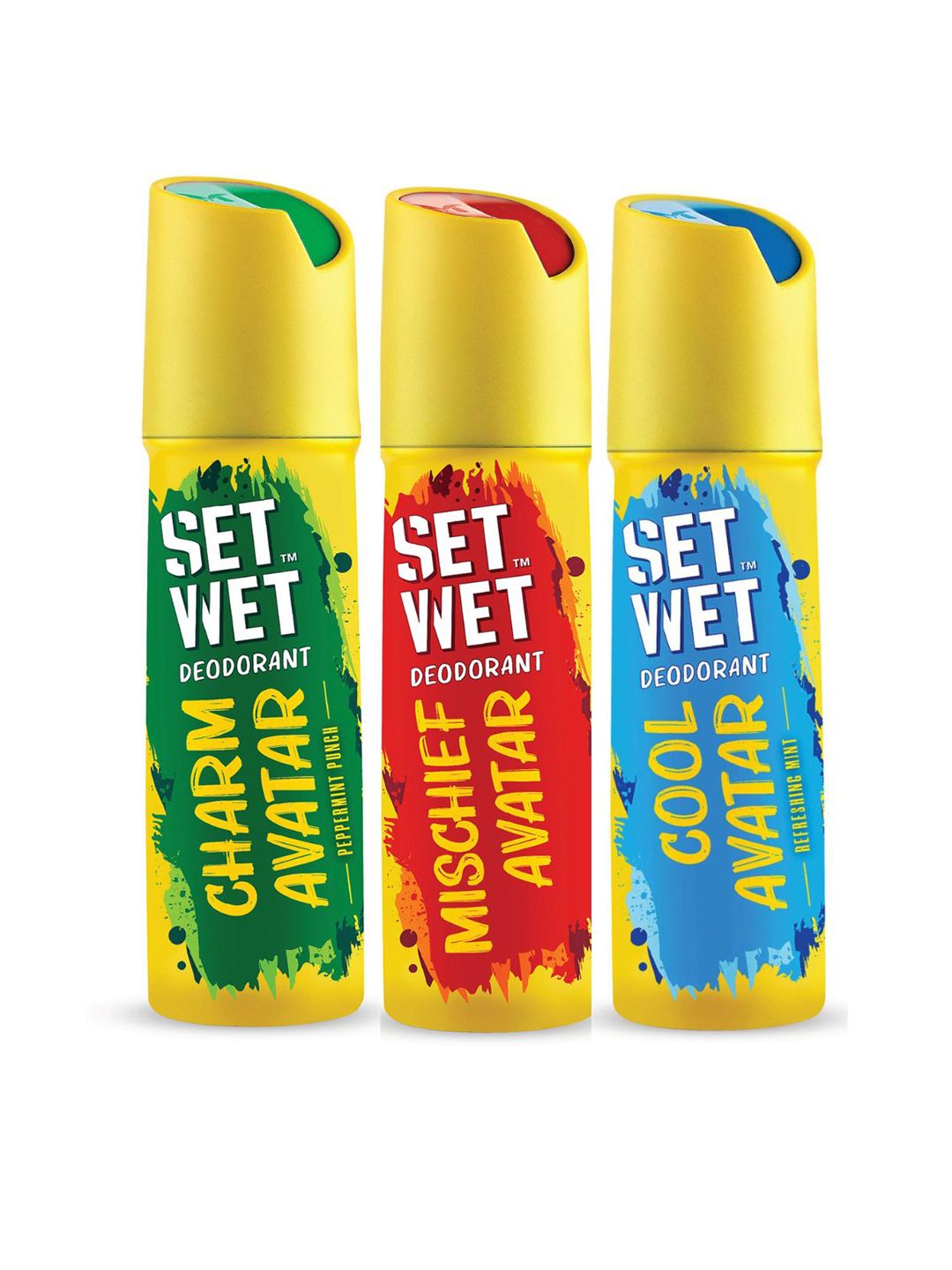 Set Wet Men Avatar Deodorant Trio 180 ml each - Cool + Charm + Mischief
