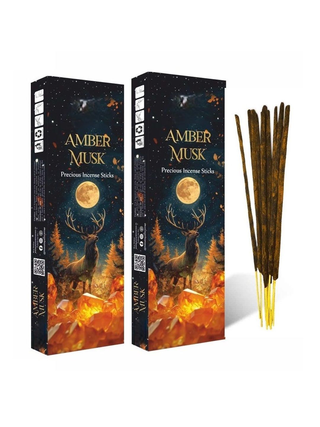 Adhvik Set Of 2  Amber Musk  Incense Sticks