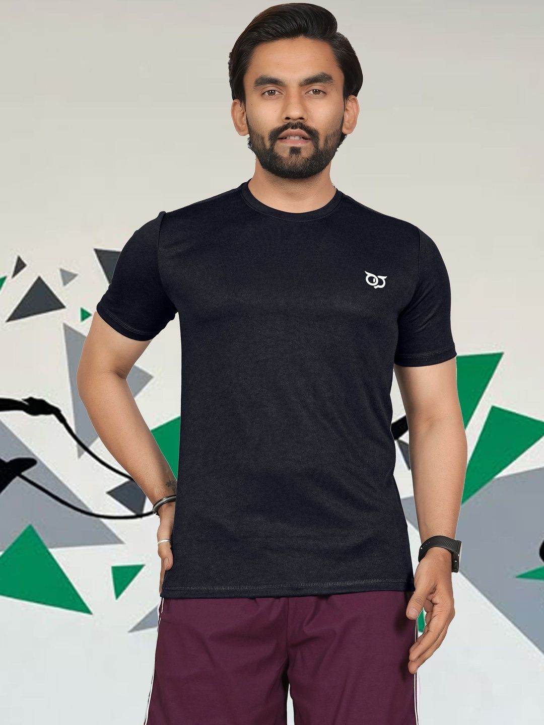 seemoo seemoo Solid Men Round Neck Black Tshirts