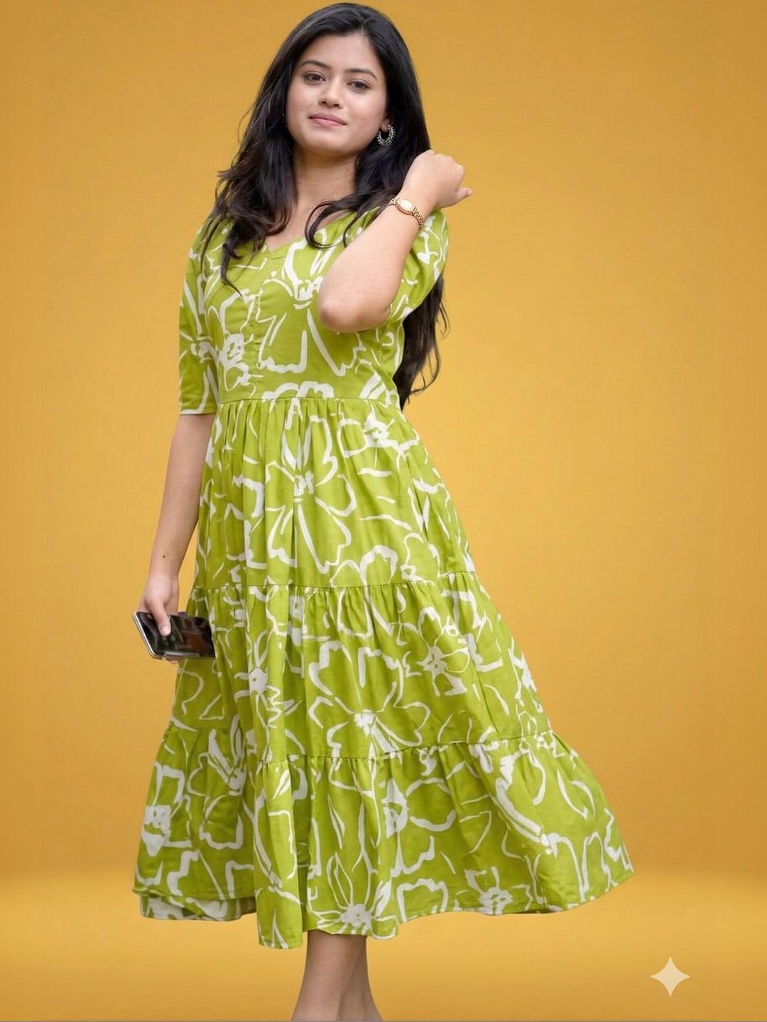 green emerald velvet dress Lanre Green and Yellow Dress main image 0