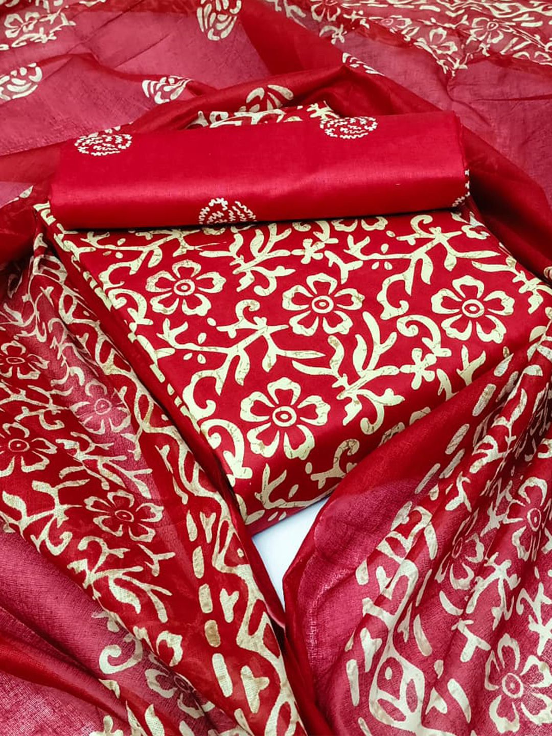 Keshar Printed Pure Cotton Unstitched Dress Material
