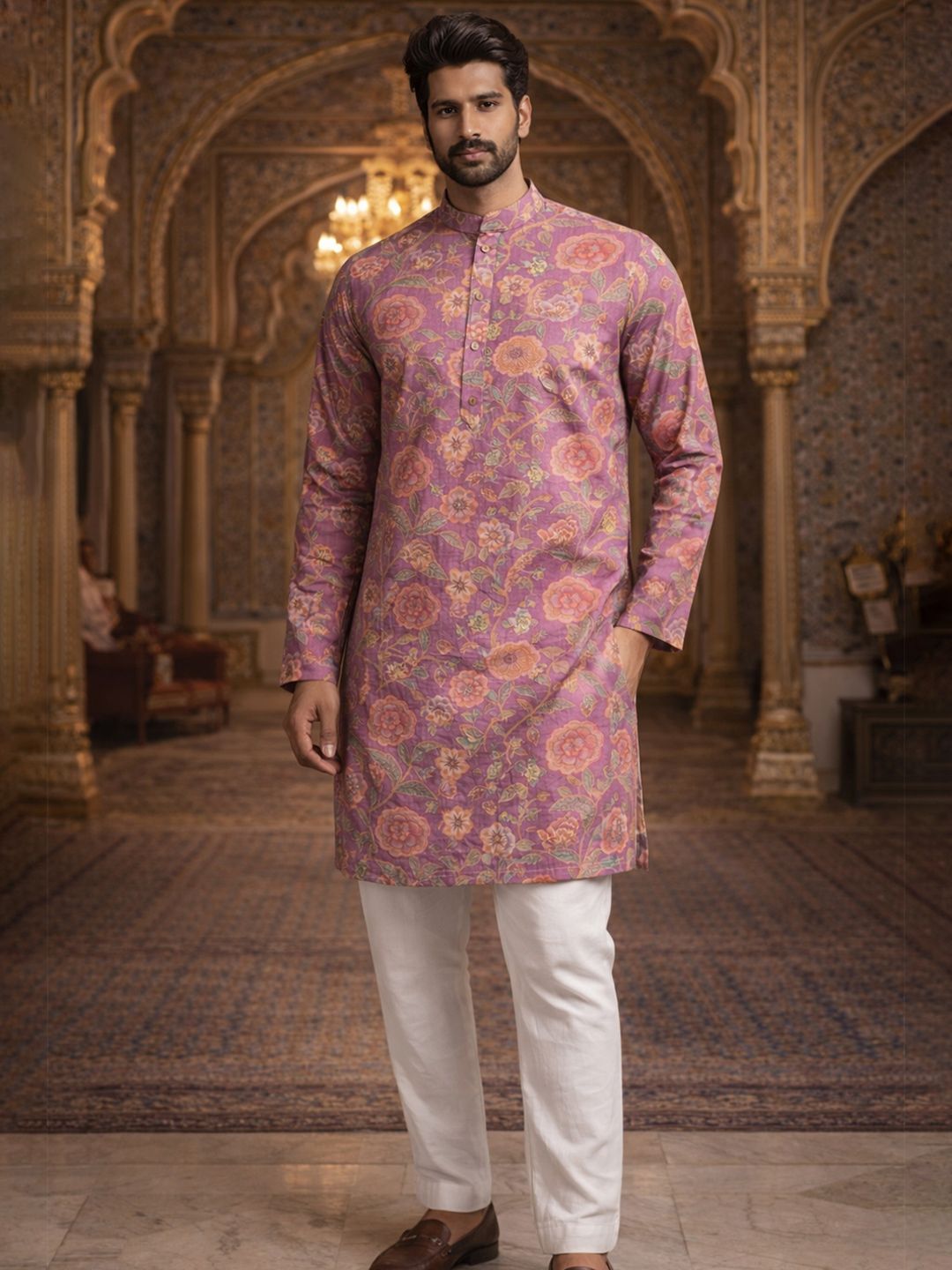 HERE&NOW Men Floral Printed Kurta