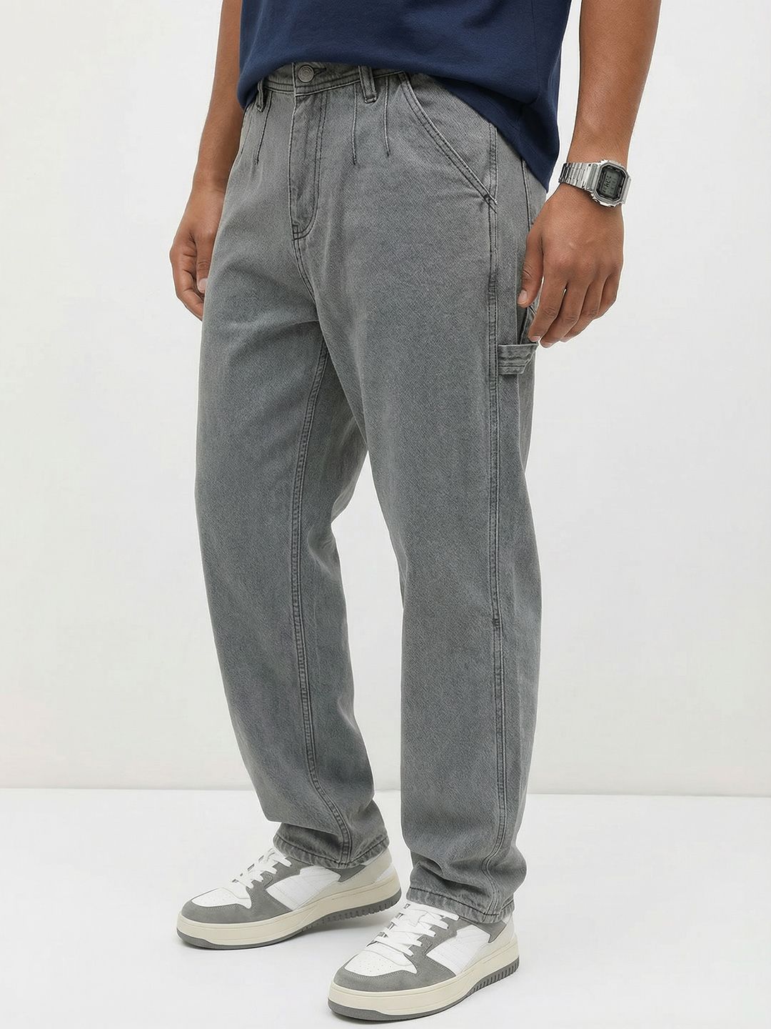 The Roadster Life Co. Men Skater Fit Light Fade Pure Cotton Jeans