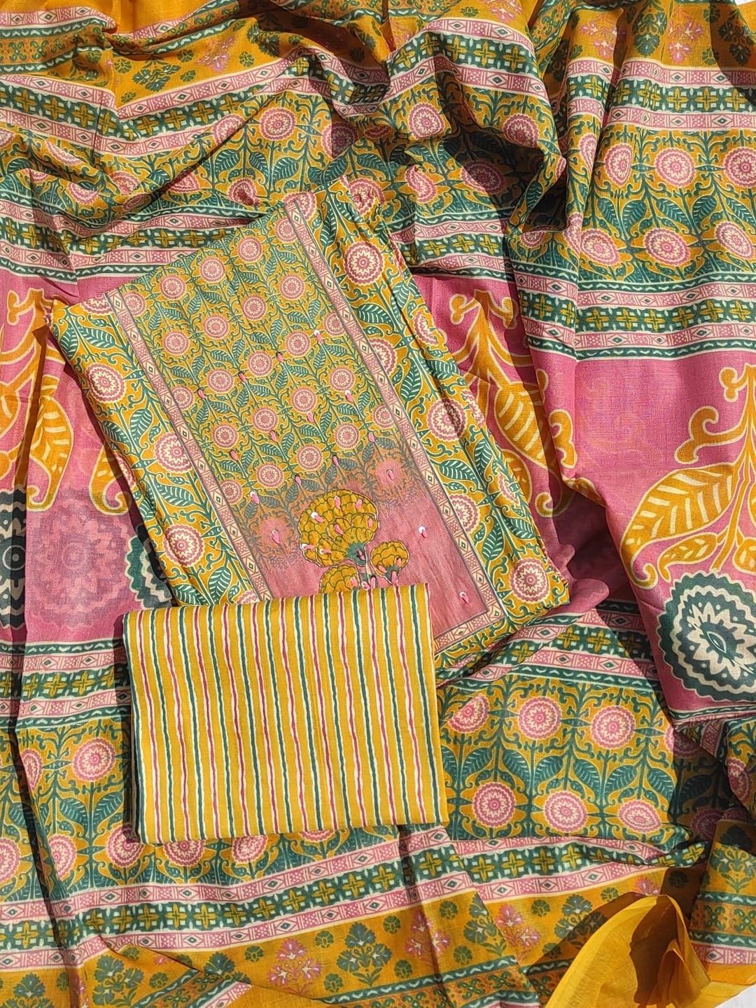 FAB JUNCTION Printed Pure Cotton Unstitched Dress Material