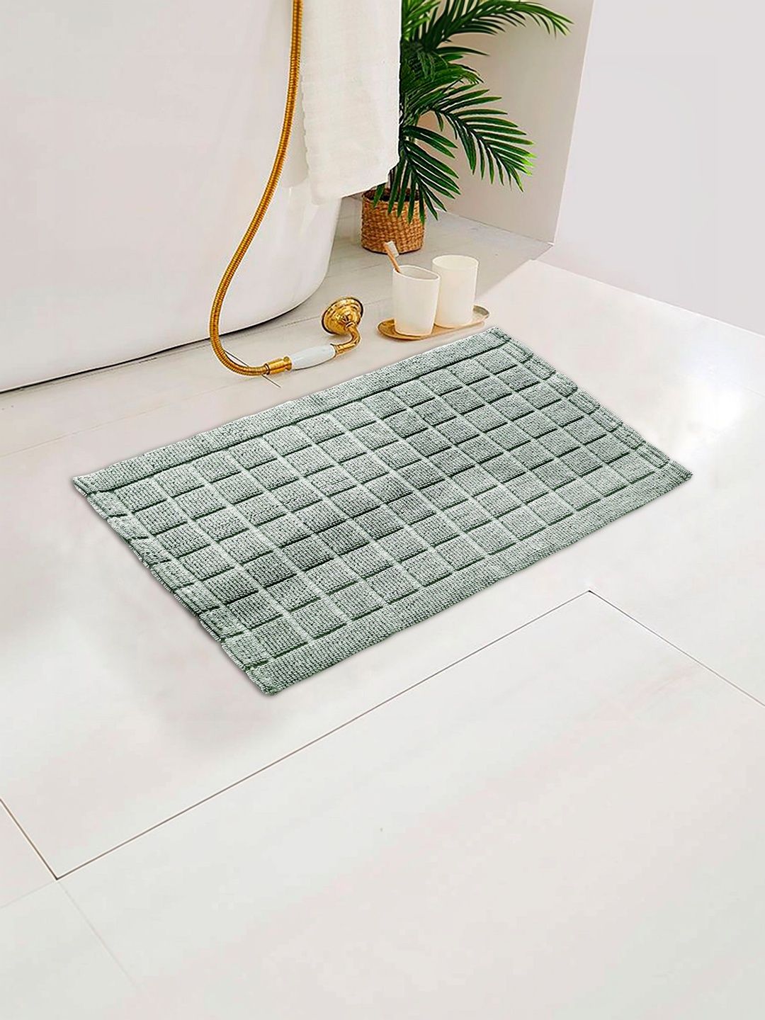 Homzz Green Cotton Anti-Skid Doormats