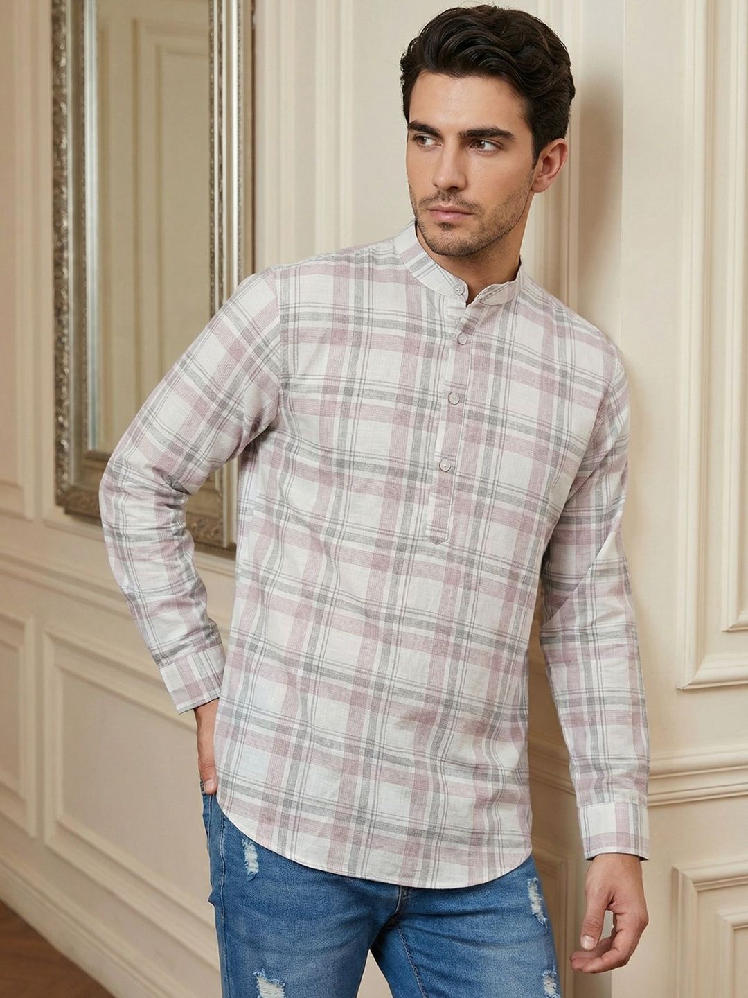 Jompers Men Checked Kurta