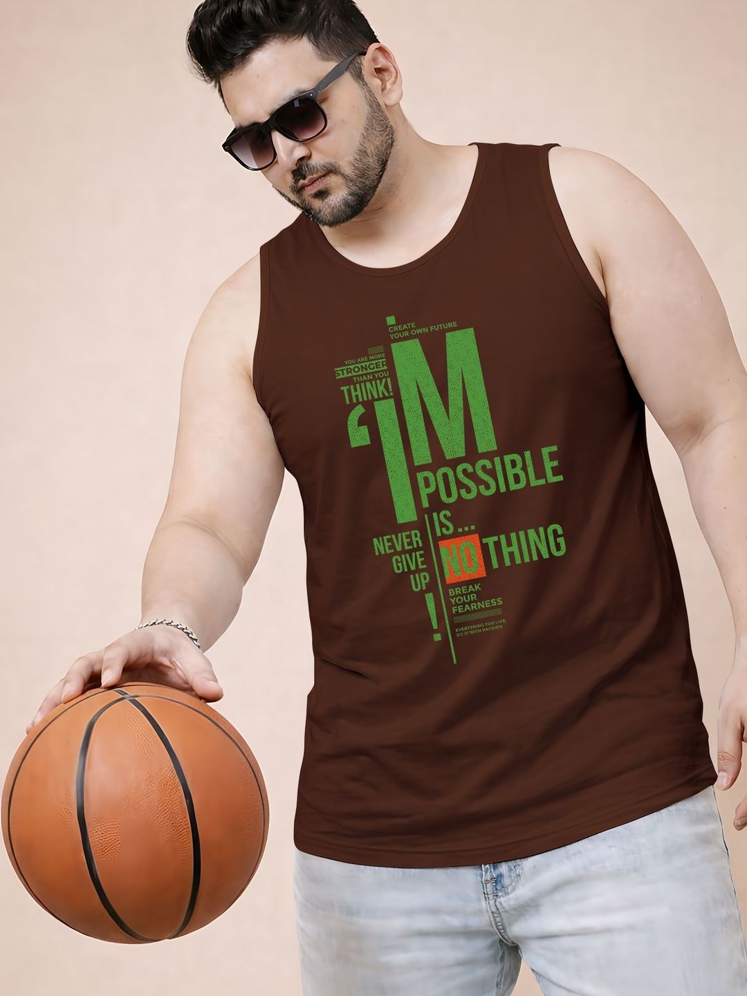 Triptee Printed Cotton Gym Vest