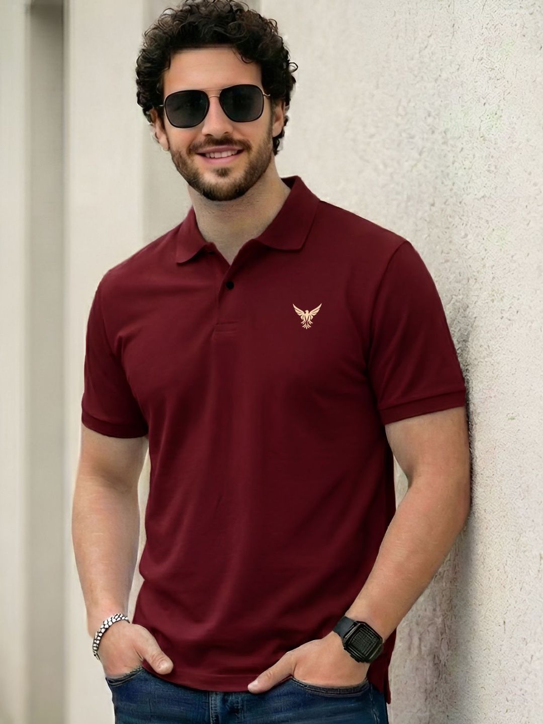THE BEETEL HOUSE Men Polo Collar T-shirt