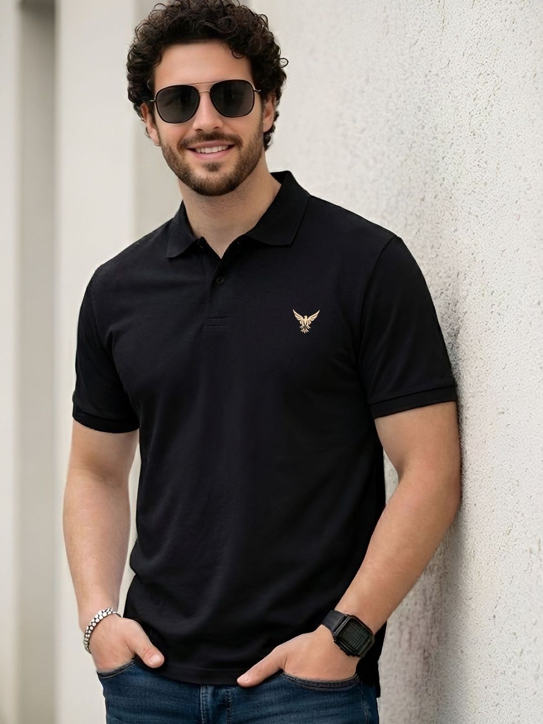 THE BEETEL HOUSE Men Brand Logo Polo Collar T-shirt