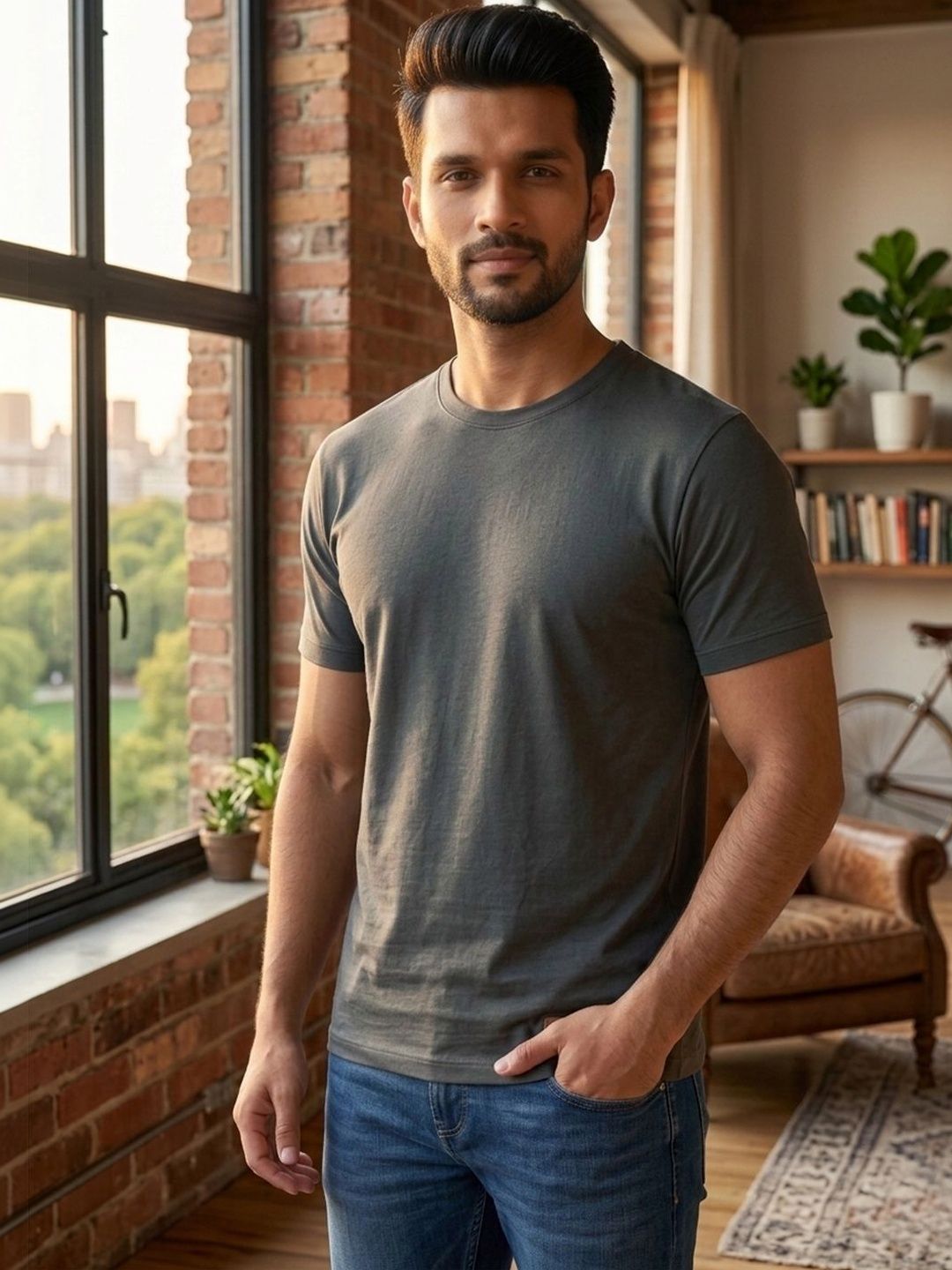 Roadster Men Solid 100 Cotton Half Sleeve Round Neck T-shirts