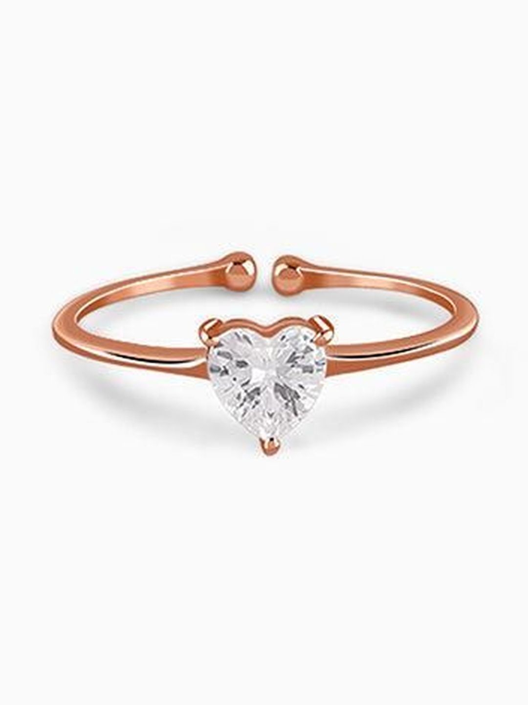 GIVA GIVA Women Sterling Silver Rose Gold-Plated Cubic Zirconia Finger Ring