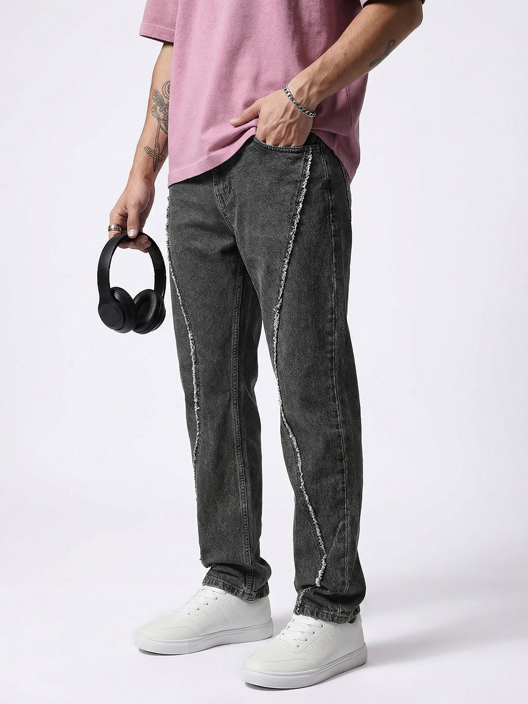 Kook N Keech Men Pure Cotton Straight Fit Light Fade Frayed Jeans