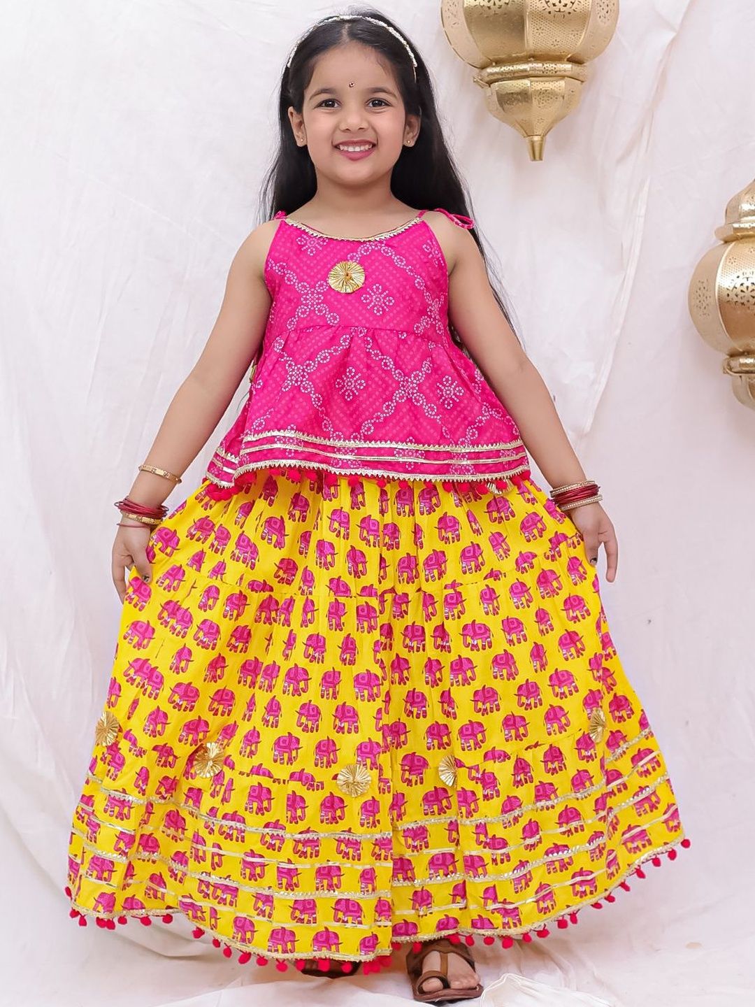 BownBee Girls Embellished Ready to Wear Lehenga &
