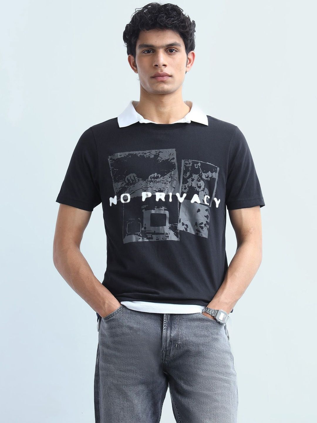 Flying Machine Flying Machine Men's Graphic Printed Regular Fit T-shirts