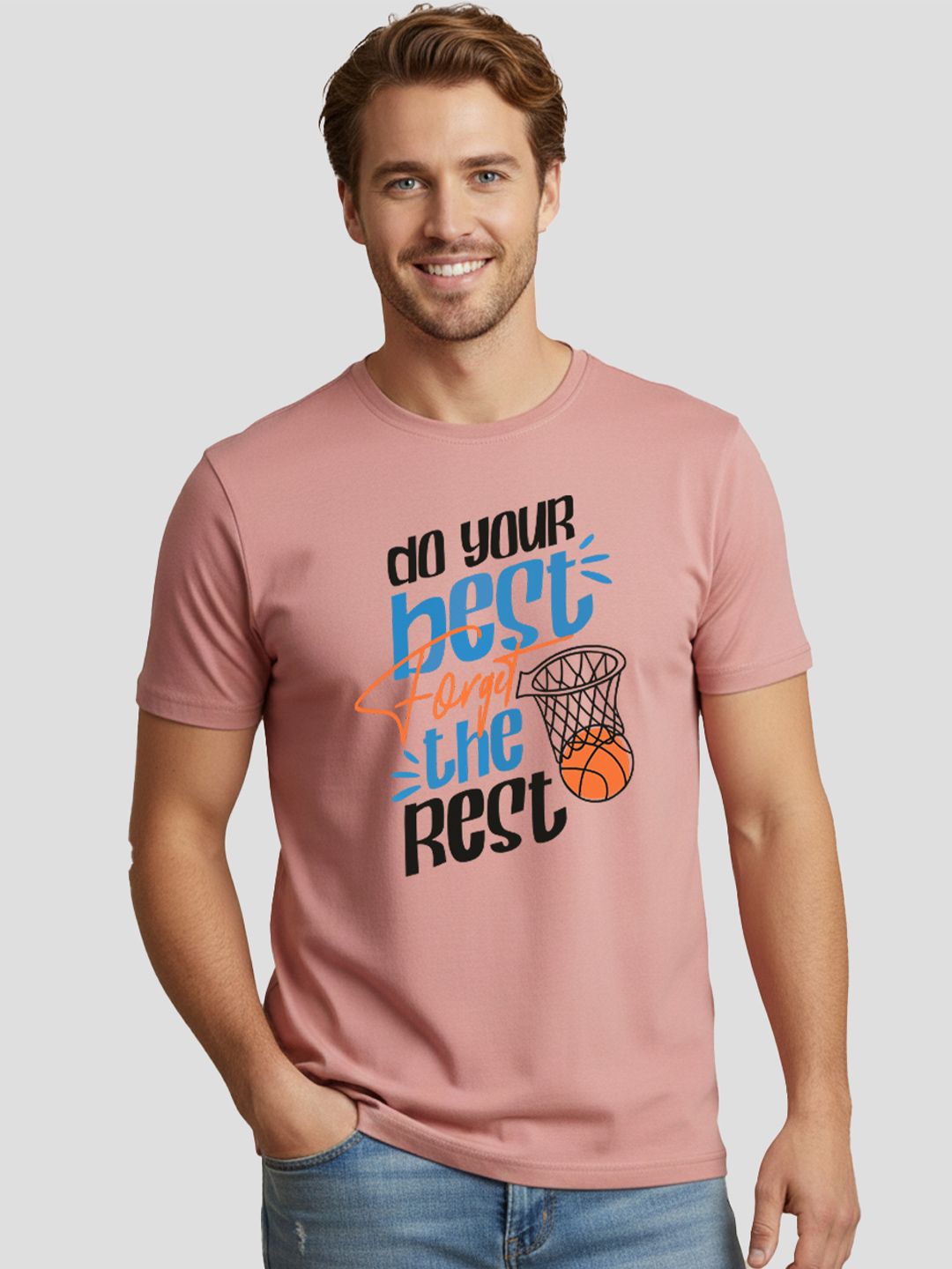 Greylongg Typography Printed Round Neck Regular Fit T-shirt