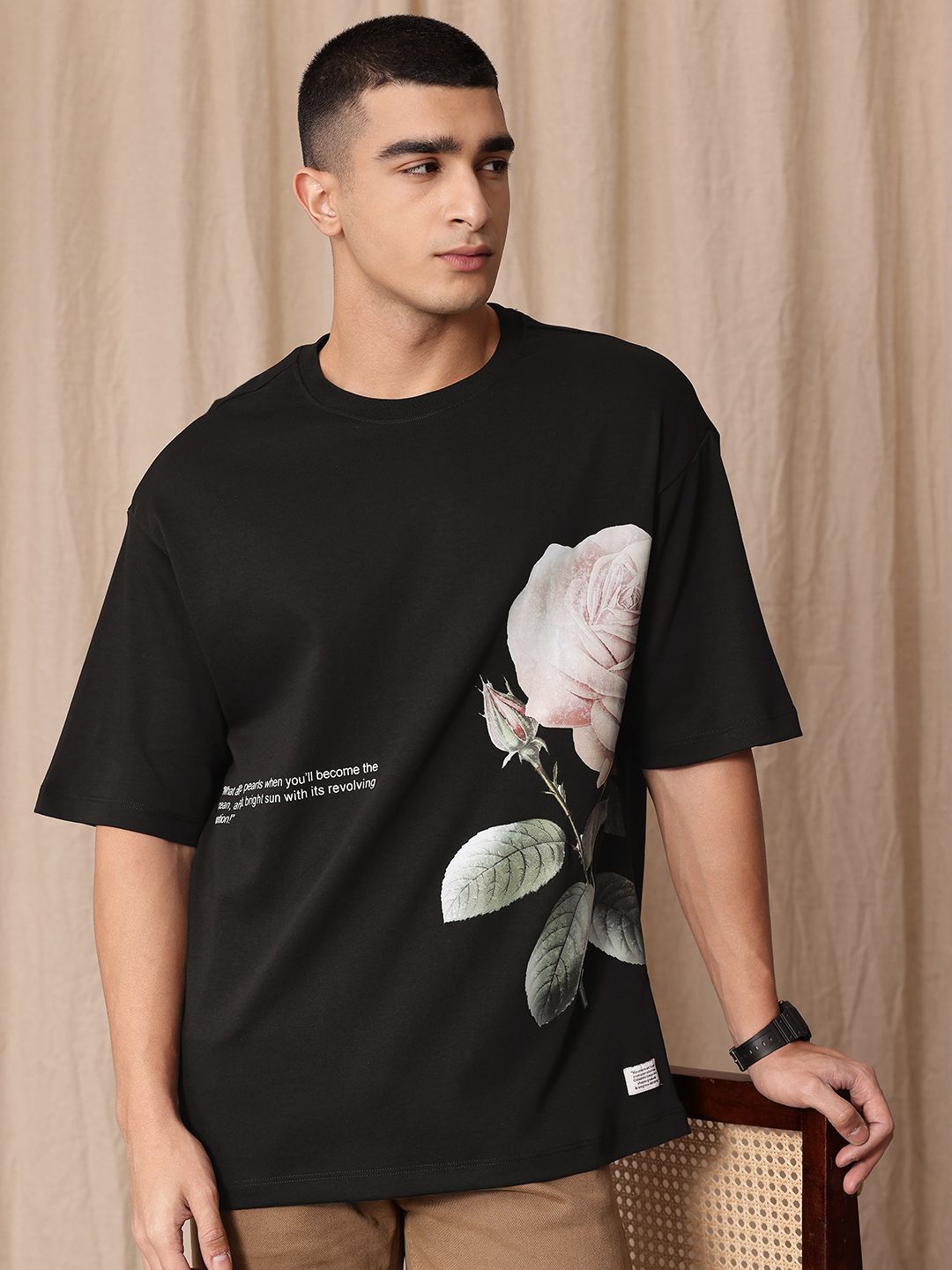 Mr Bowerbird Graphic Printed Drop-Shoulder Sleeves Pure Cotton Liberal Fit T-shirt