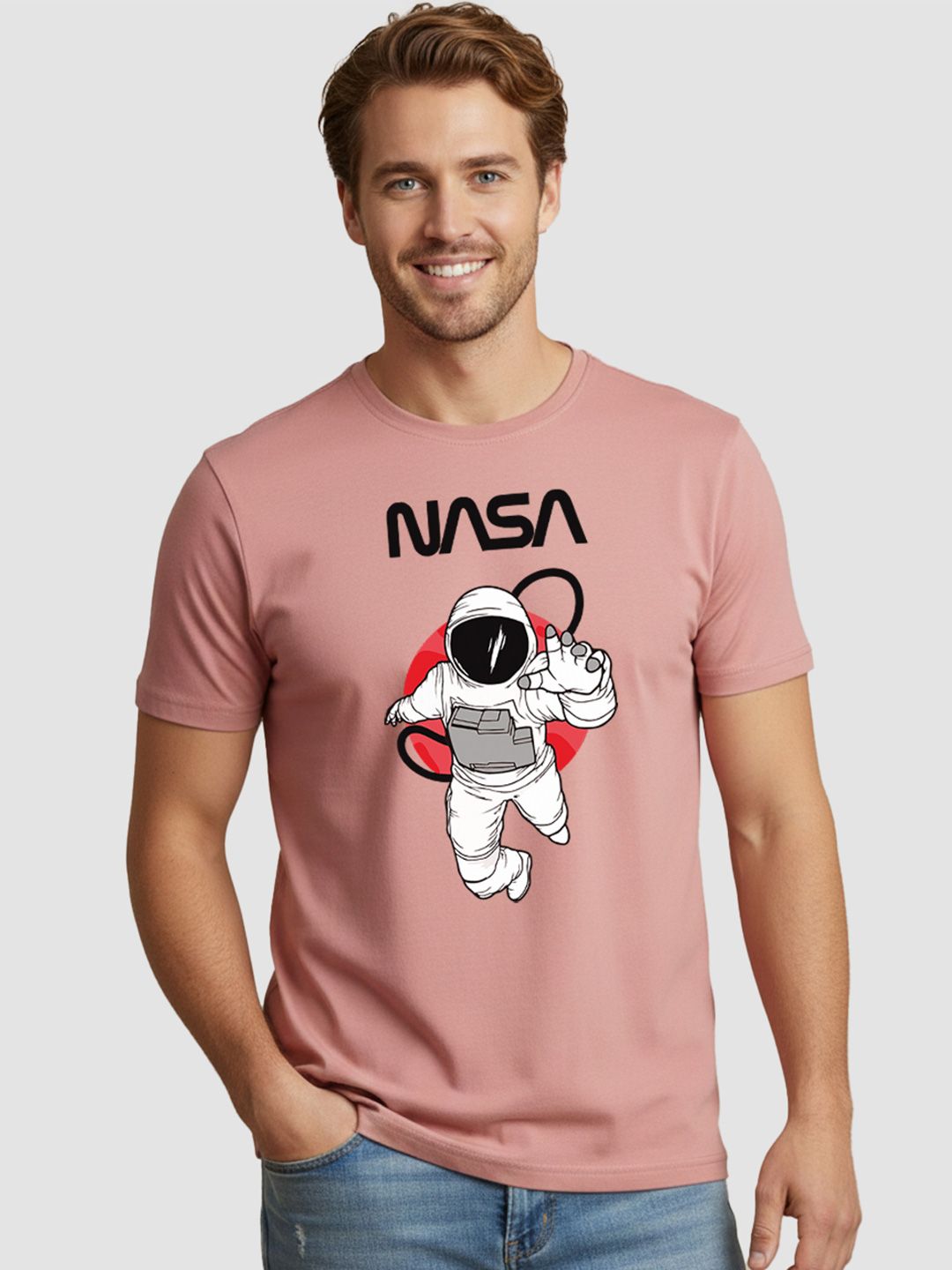 Greylongg Men Printed Pure Cotton T-shirt