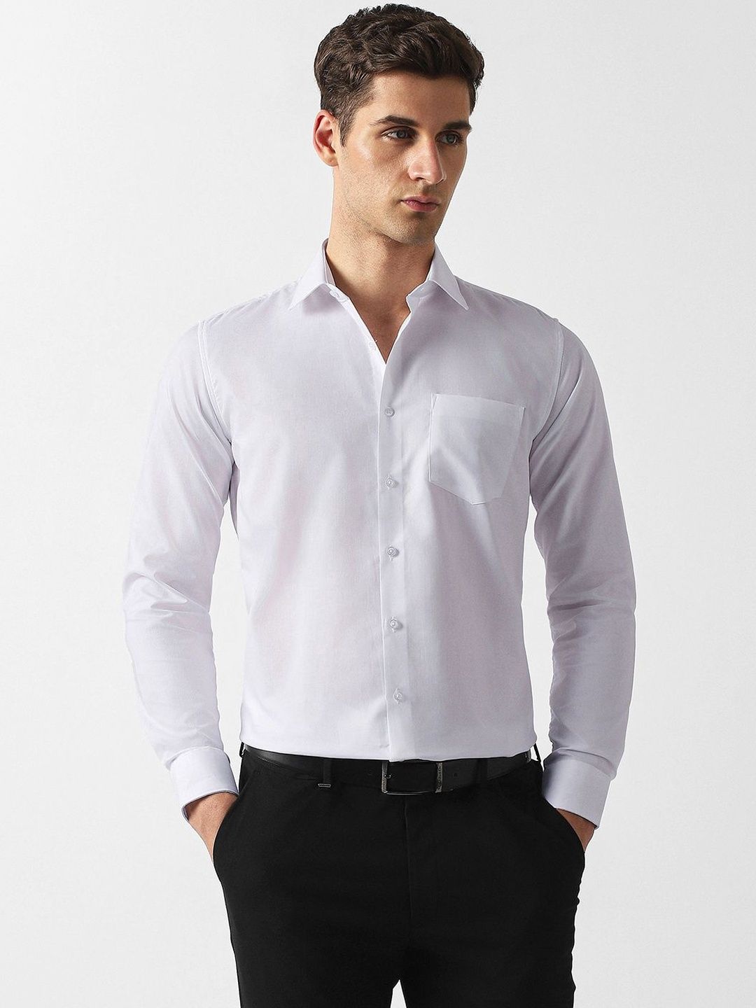 Van Heusen Van Heusen Men White Solid Full Sleeves Formal Shirts