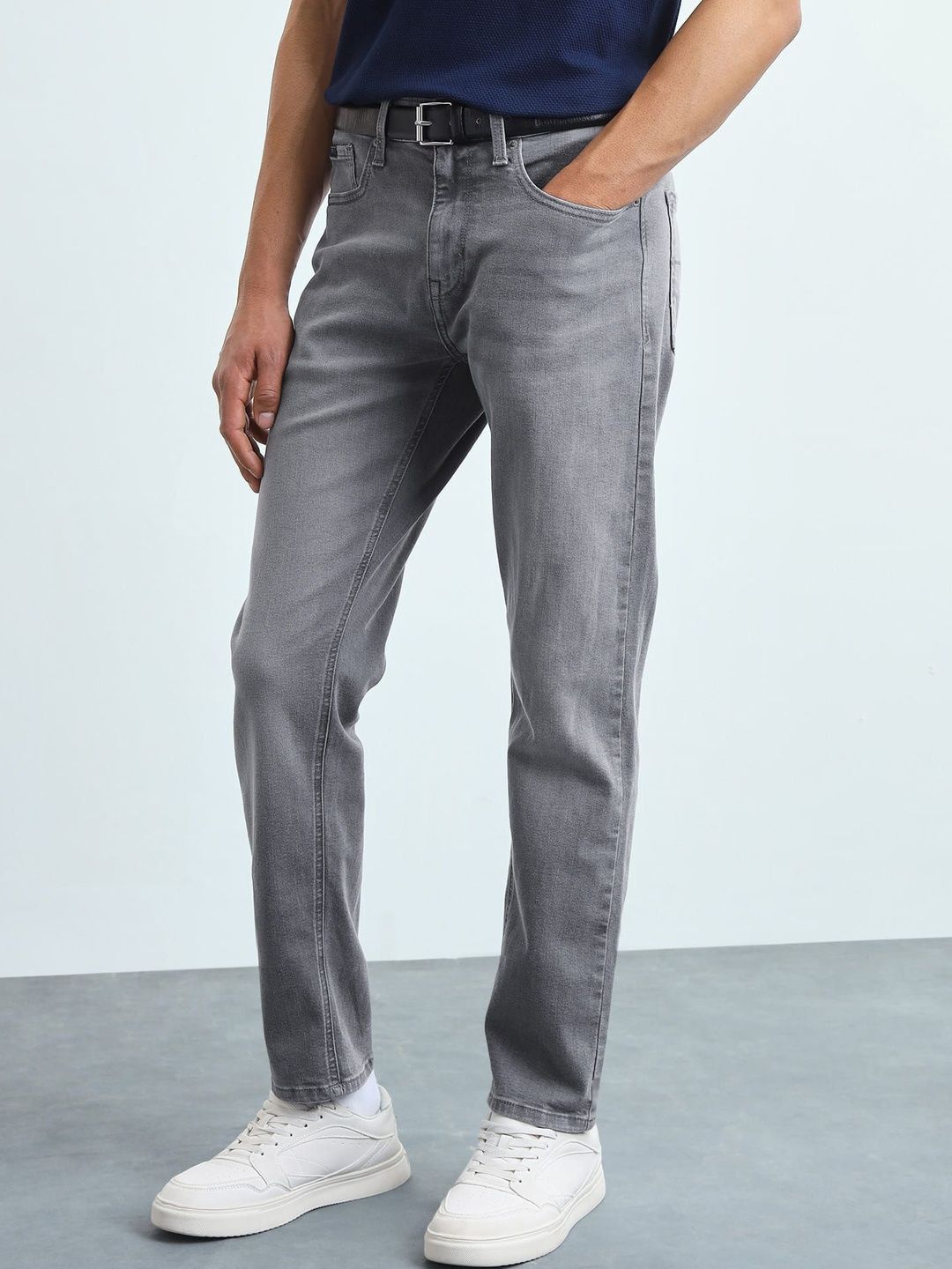 Flying Machine Men's Slash Slim Tapered Fit Whiskered Jeans