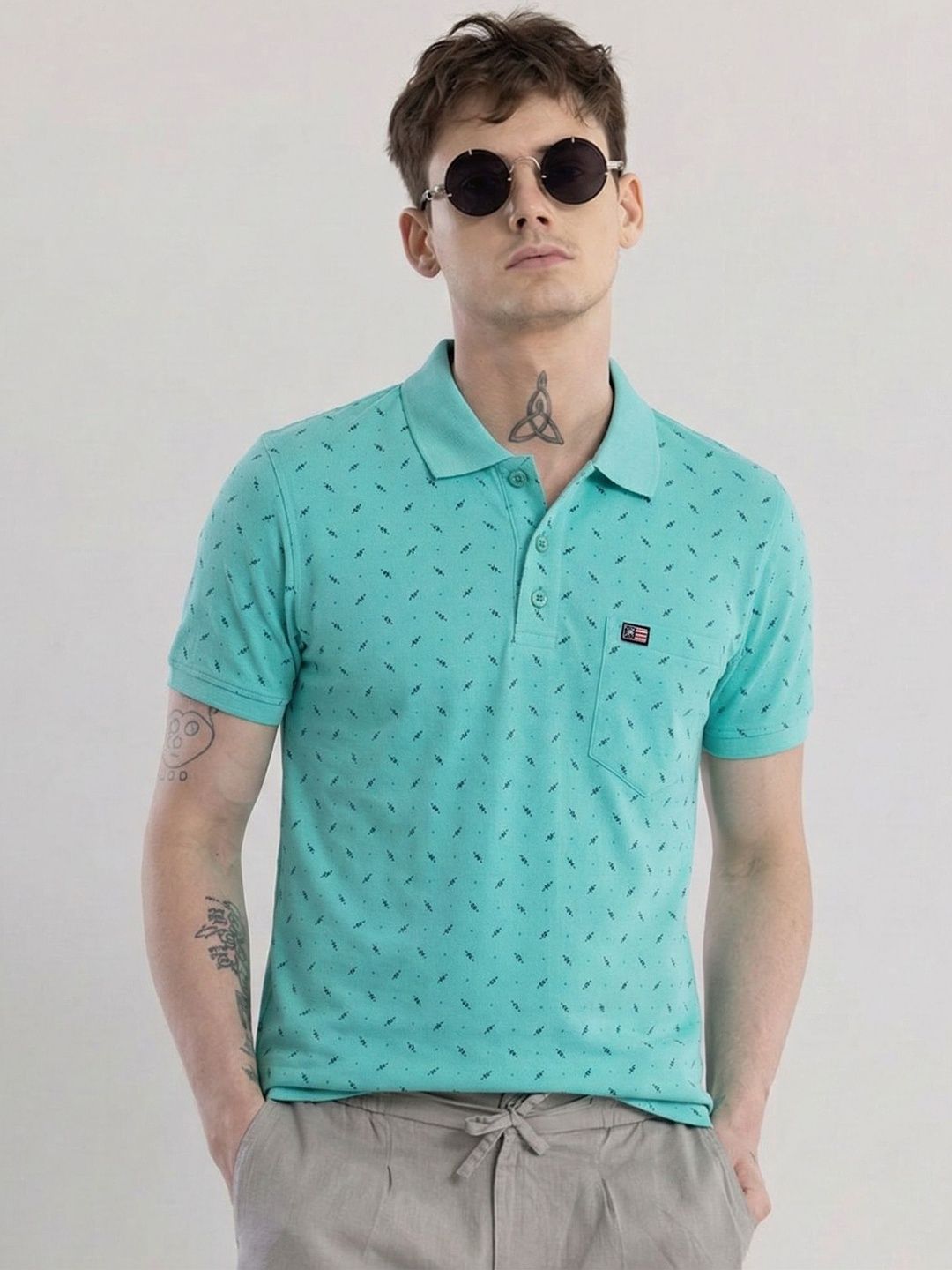 SANDPIPER Men Printed Polo Collar Pockets T-shirt