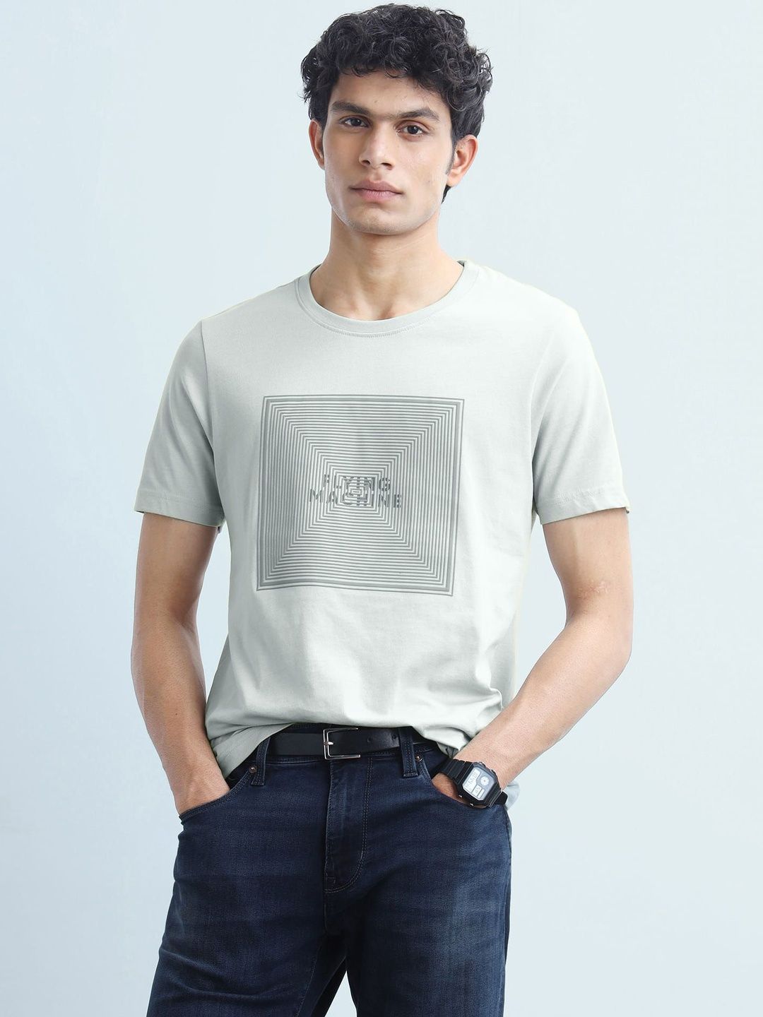 Flying Machine Men's Graphic Brand Printed Regular Fit T-shirts