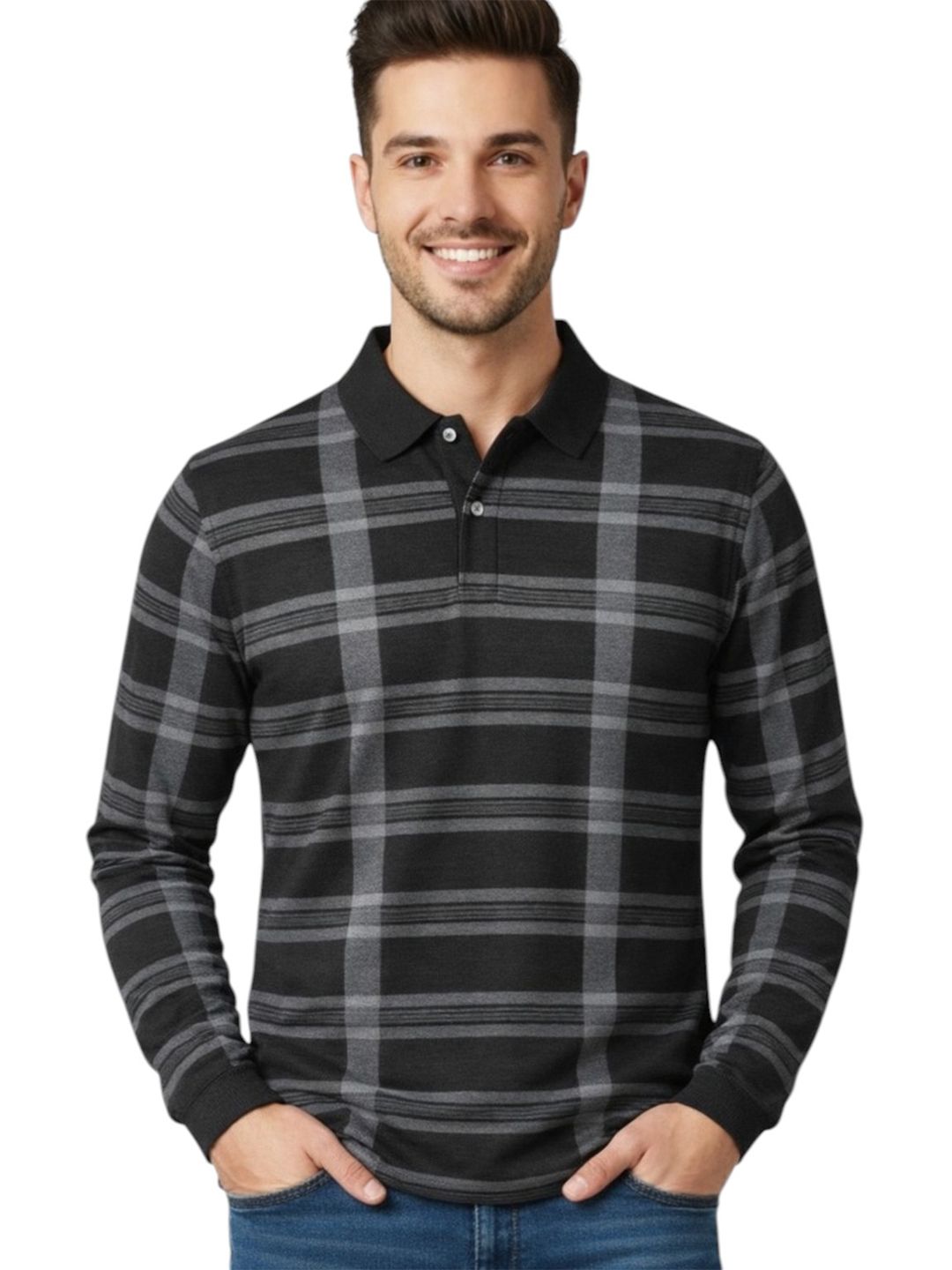 Moda Rapido Men Checked Polo Collar T-shirt
