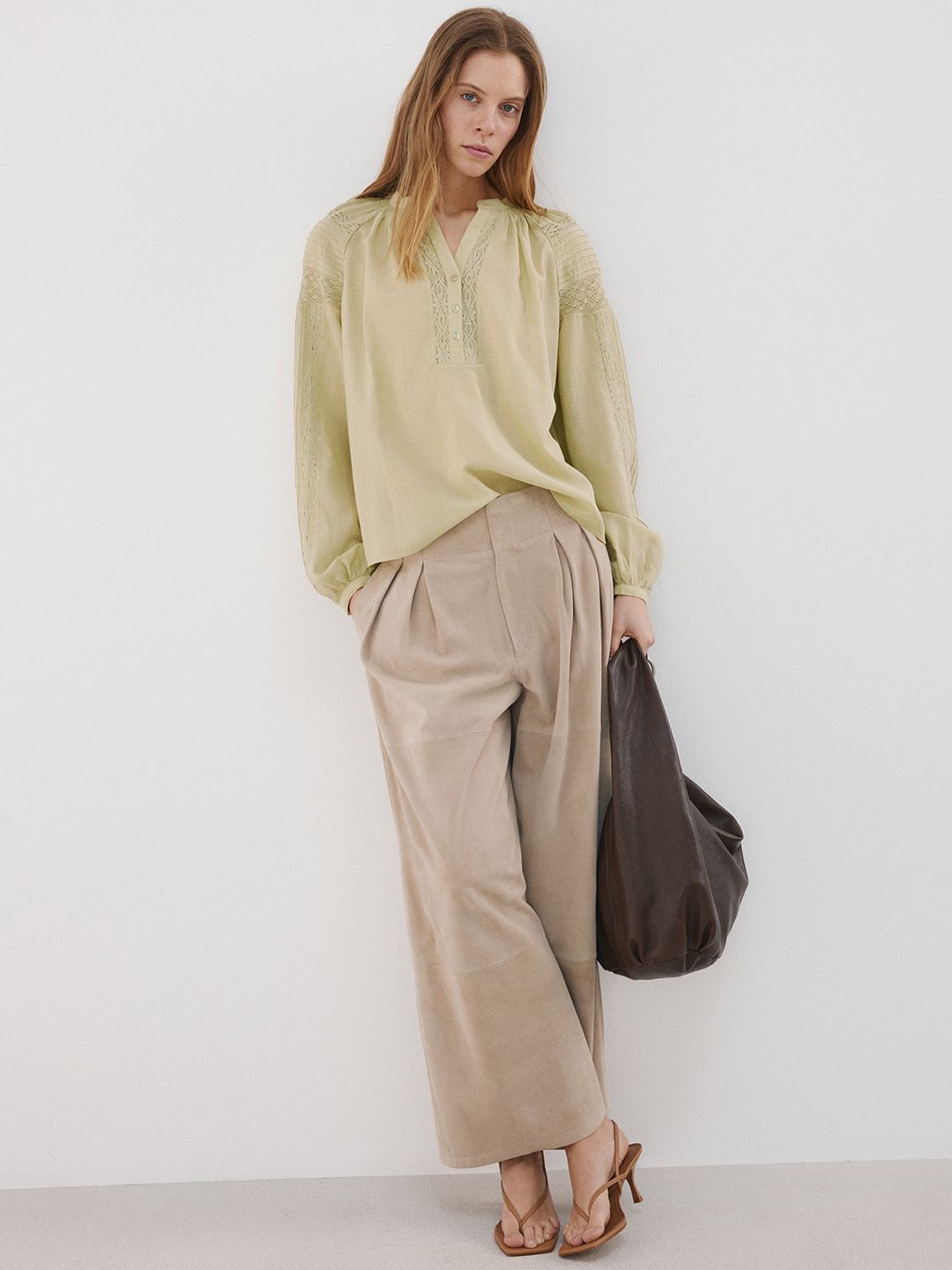 Mandarin Collar Puff Sleeve Regular Top