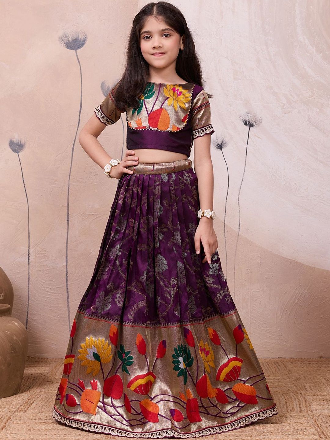 KALINI Girls Embroidered Ready to Wear Lehenga Choli