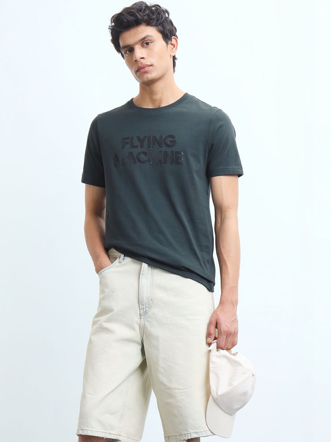 Flying Machine Men's Brand Embossed Regular Fit T-shirts