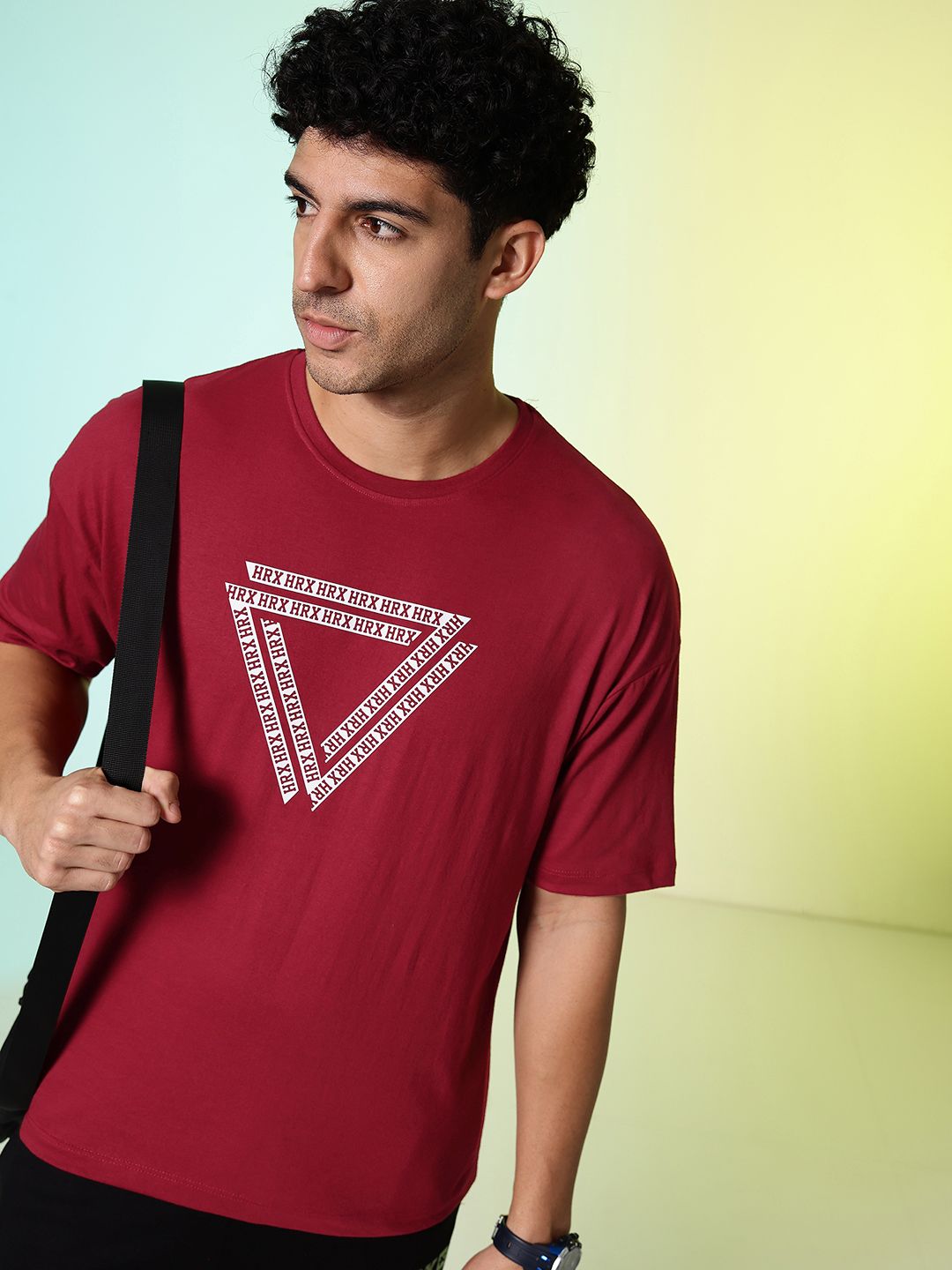 HRX by Hrithik Roshan Printed Drop-Shoulder Sleeves Oversized Pure Cotton T-shirt