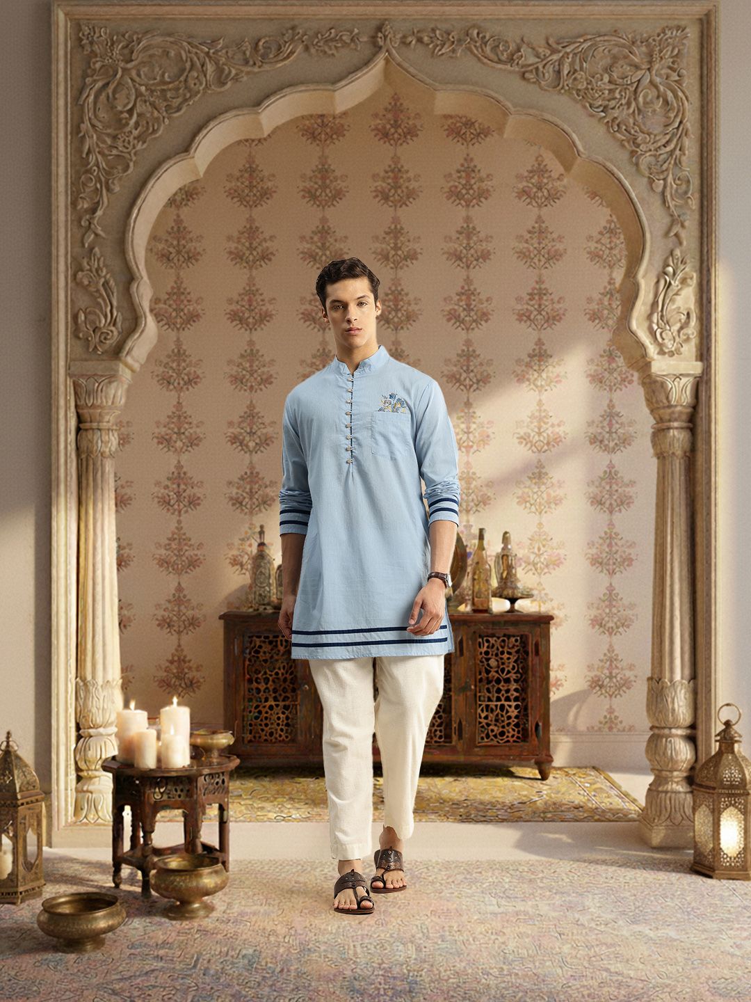 House of Pataudi Embroidered Pure Cotton Jashn Kurta