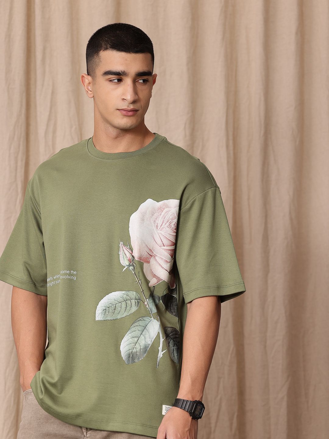 Mr Bowerbird Graphic Printed Drop-Shoulder Sleeves Pure Cotton Liberal Fit T-shirt