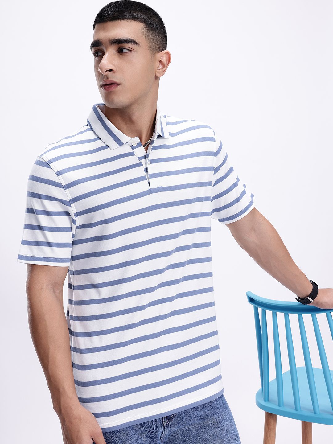 Kook N Keech Men Striped Polo Collar Pure Cotton T-shirt