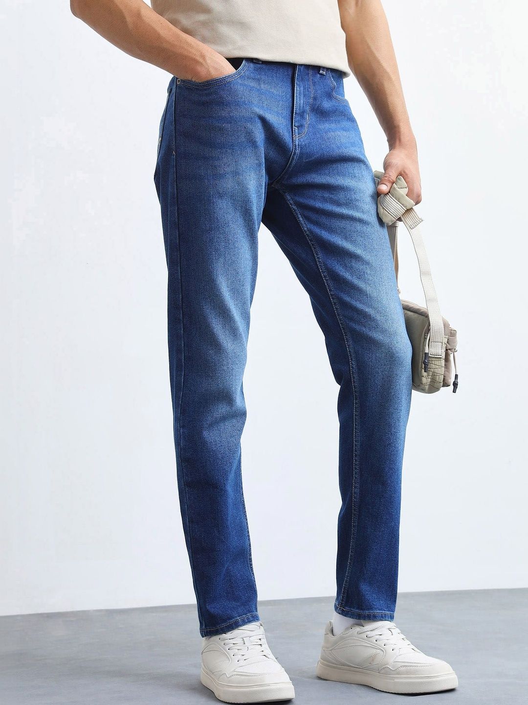 Flying Machine Men's Slash Slim Tapered Fit Whiskered Jeans