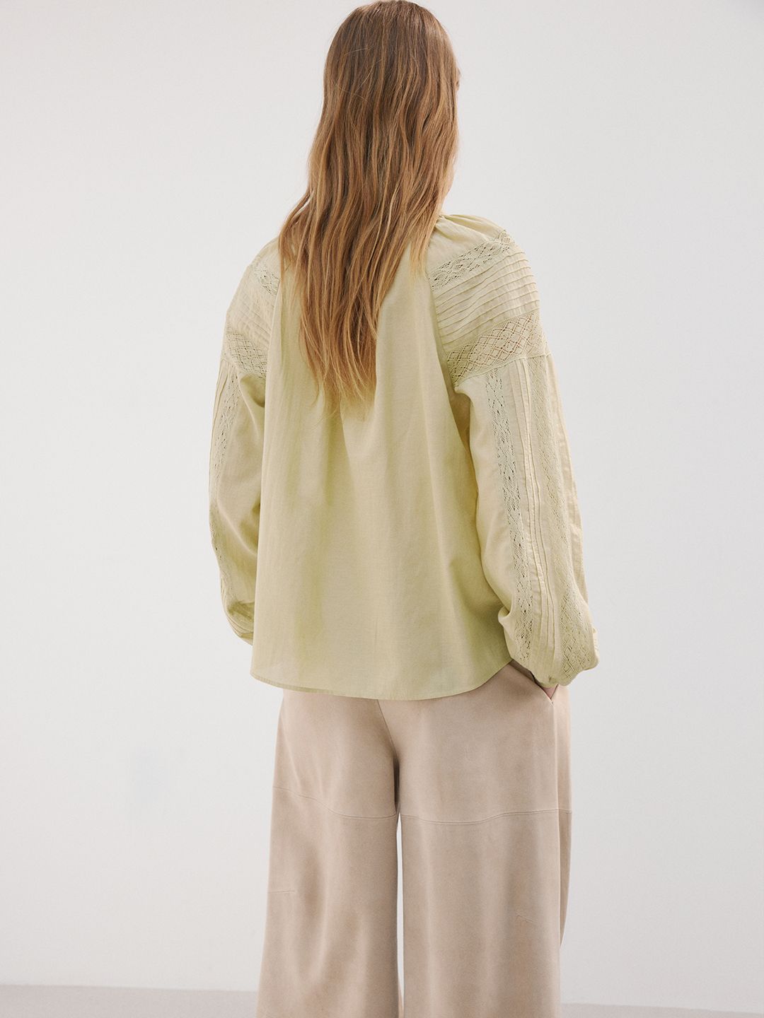 Mandarin Collar Puff Sleeve Regular Top