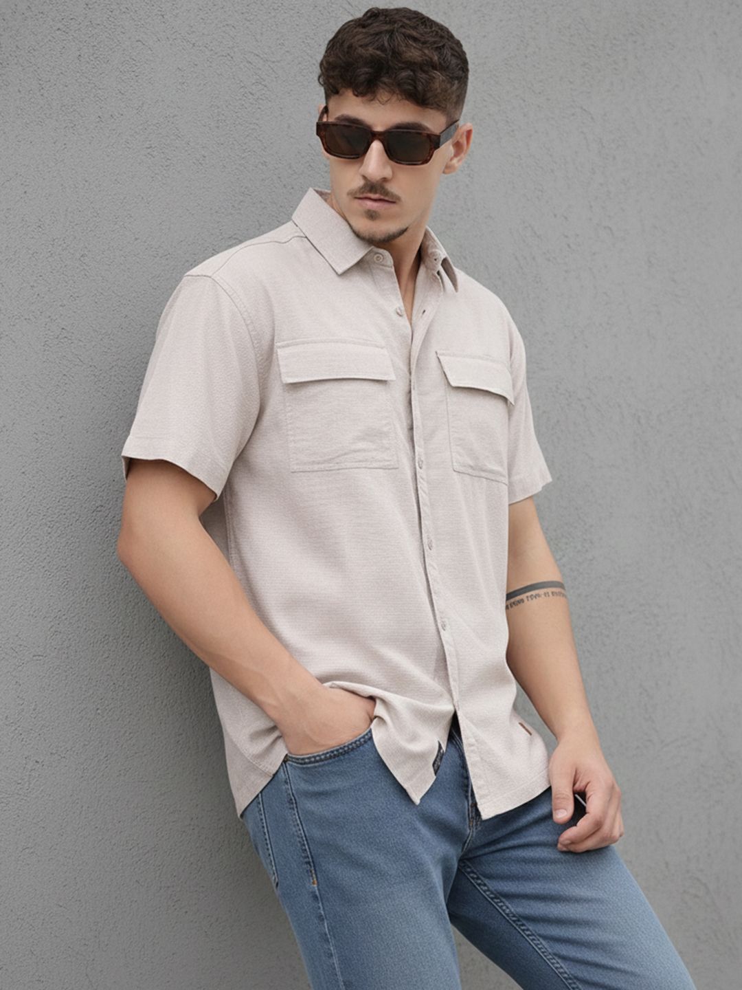 The Roadster Life Co. Chest Pocket Detail Relaxed Casual Shirt