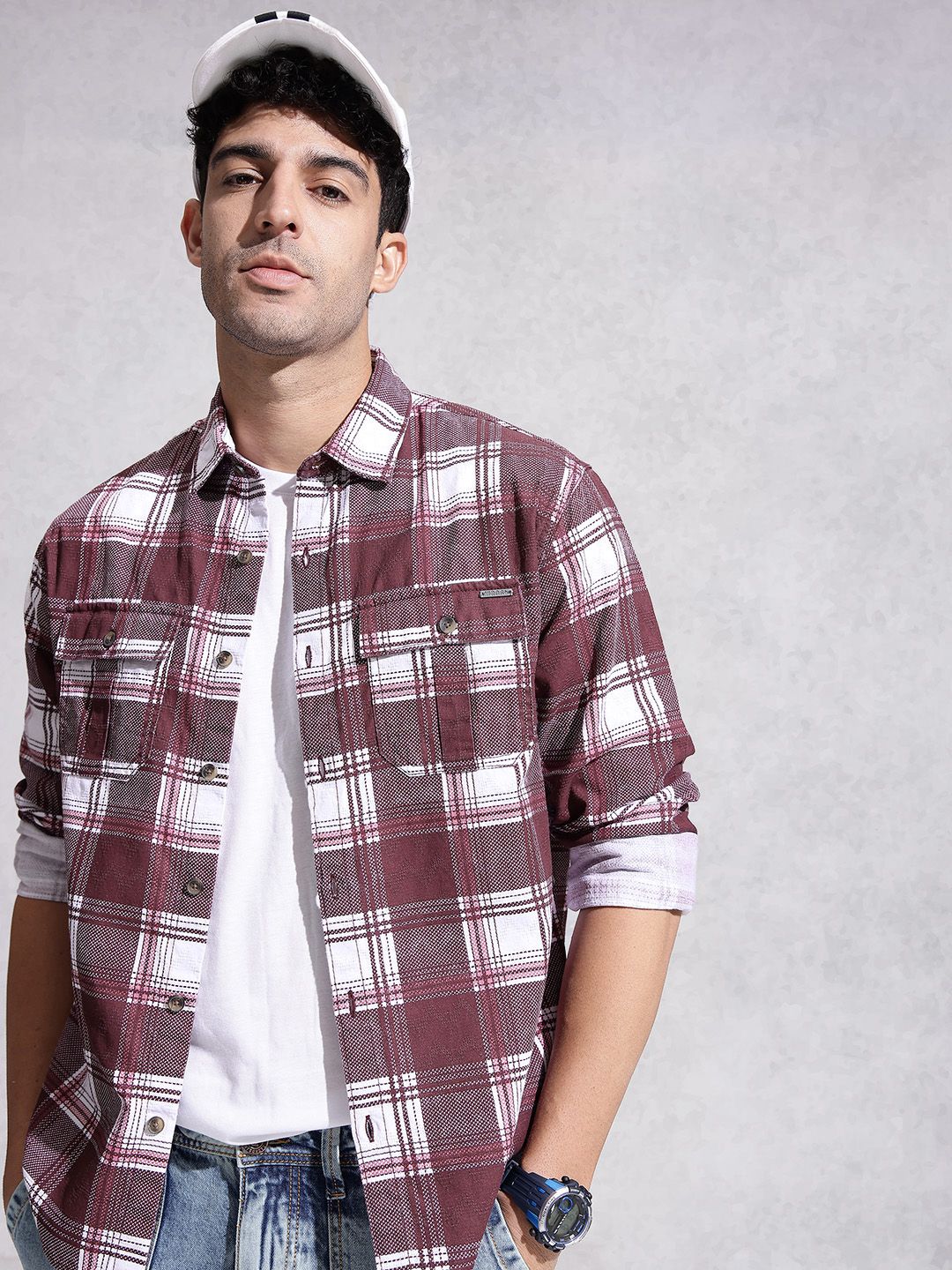 WROGN Checked Pure Cotton Casual Shirt