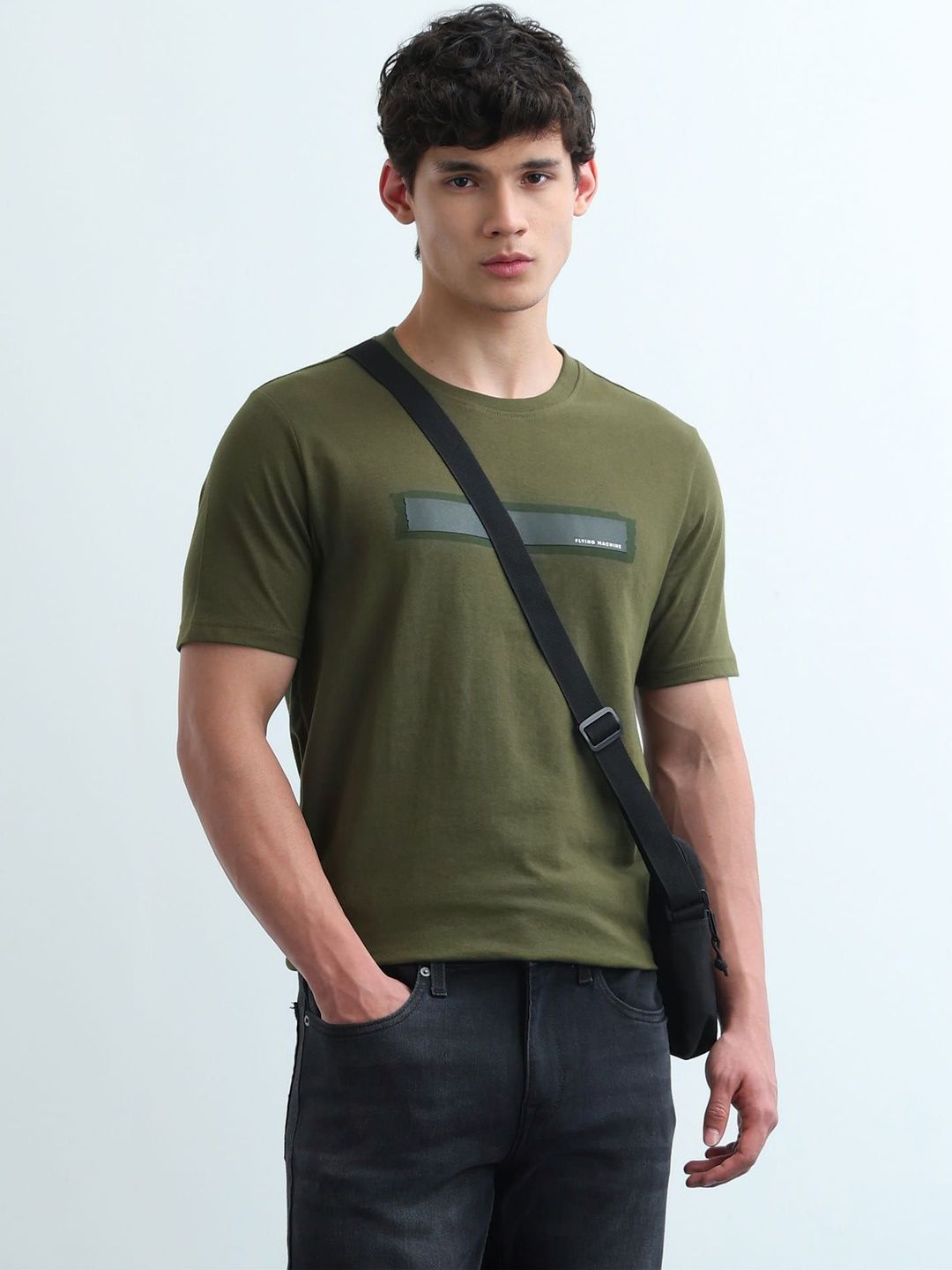 Flying Machine Men's Solid Regular Fit T-shirts