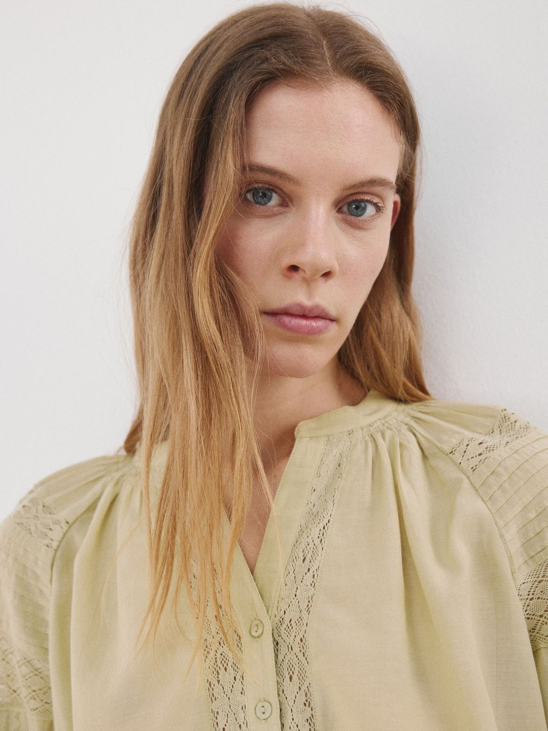 Mandarin Collar Puff Sleeve Regular Top