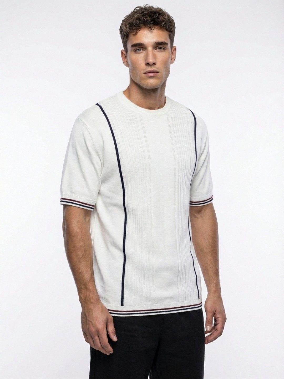 glitchez Self Striped Fine Knit T-shirt