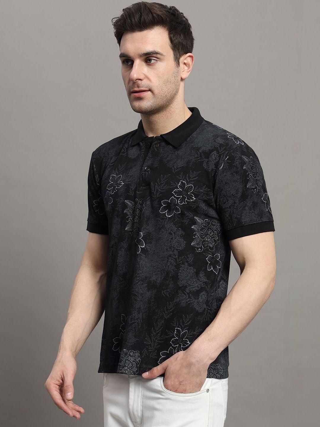 SZN Men Floral Printed Polo Collar T-shirt