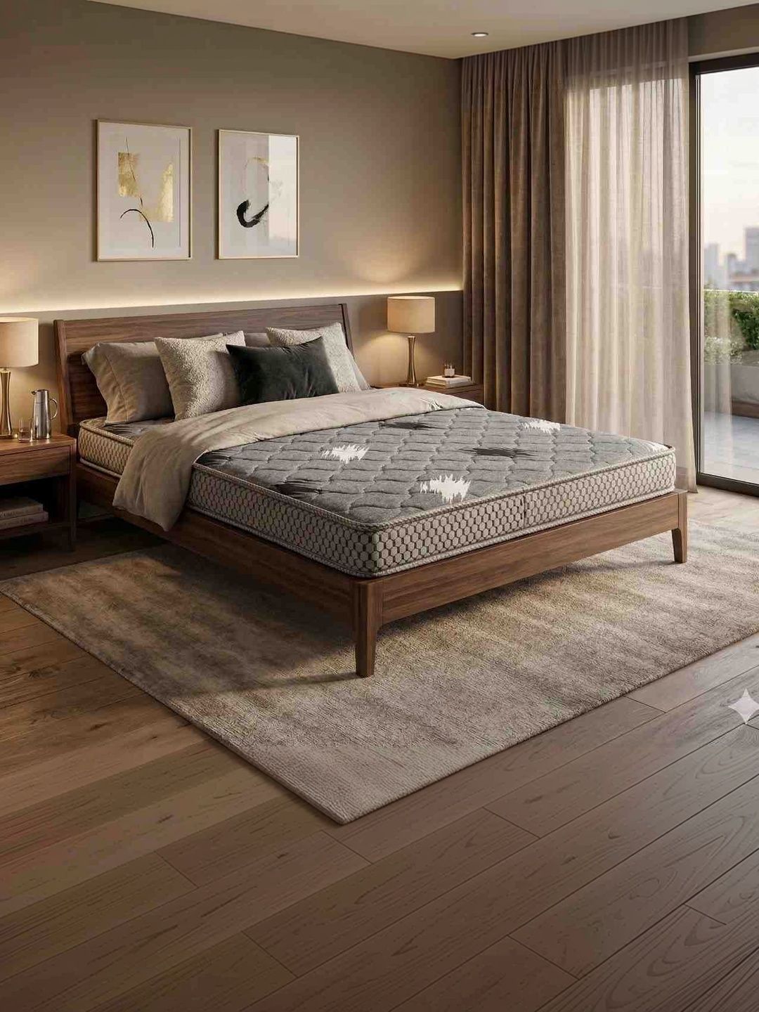 COZY CUB Grey & White Quilted Sag Resistant Queen Size Mattress