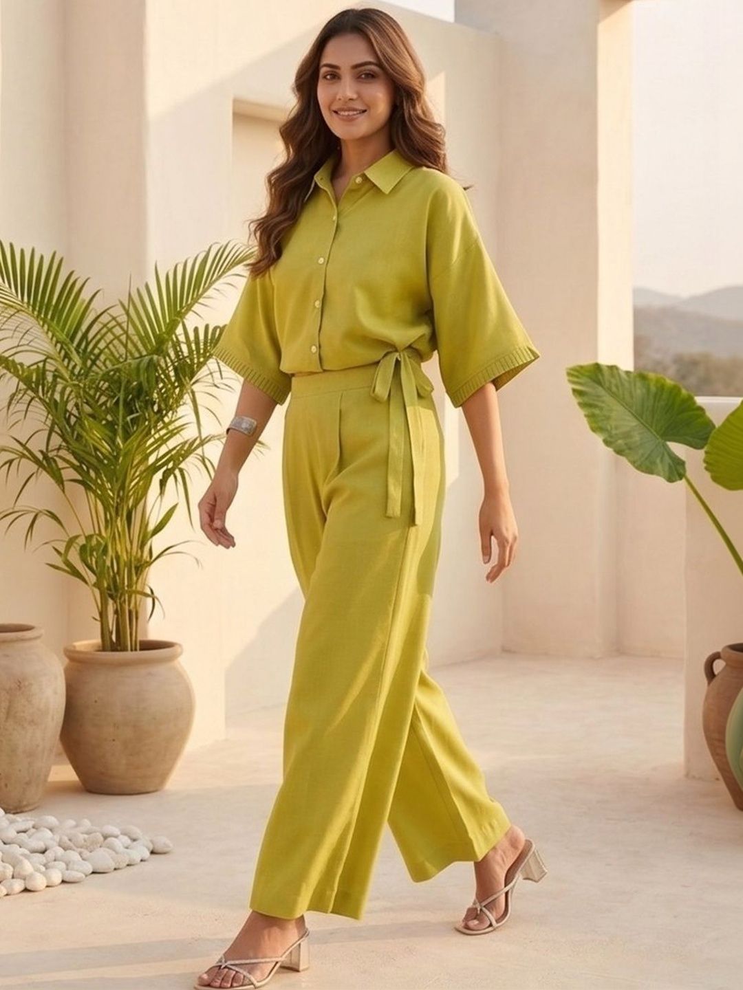 Varanga Solid Shirt with Trousers