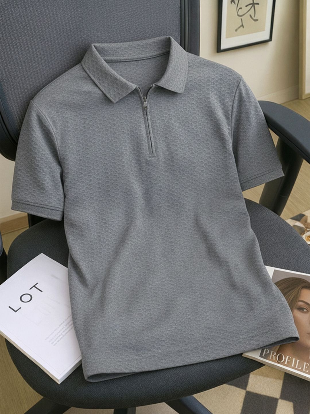 Leotude Men Polo Collar T-shirt